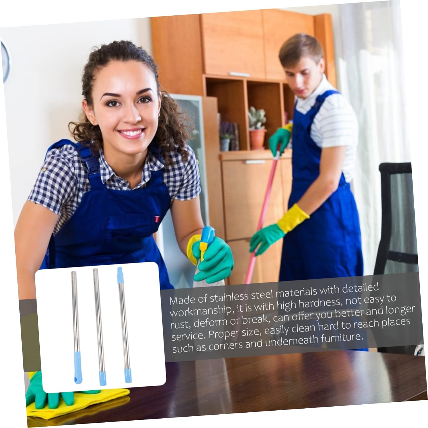 PACKOVE 1set Stainless Steel Mop Rod Replacement Retractable