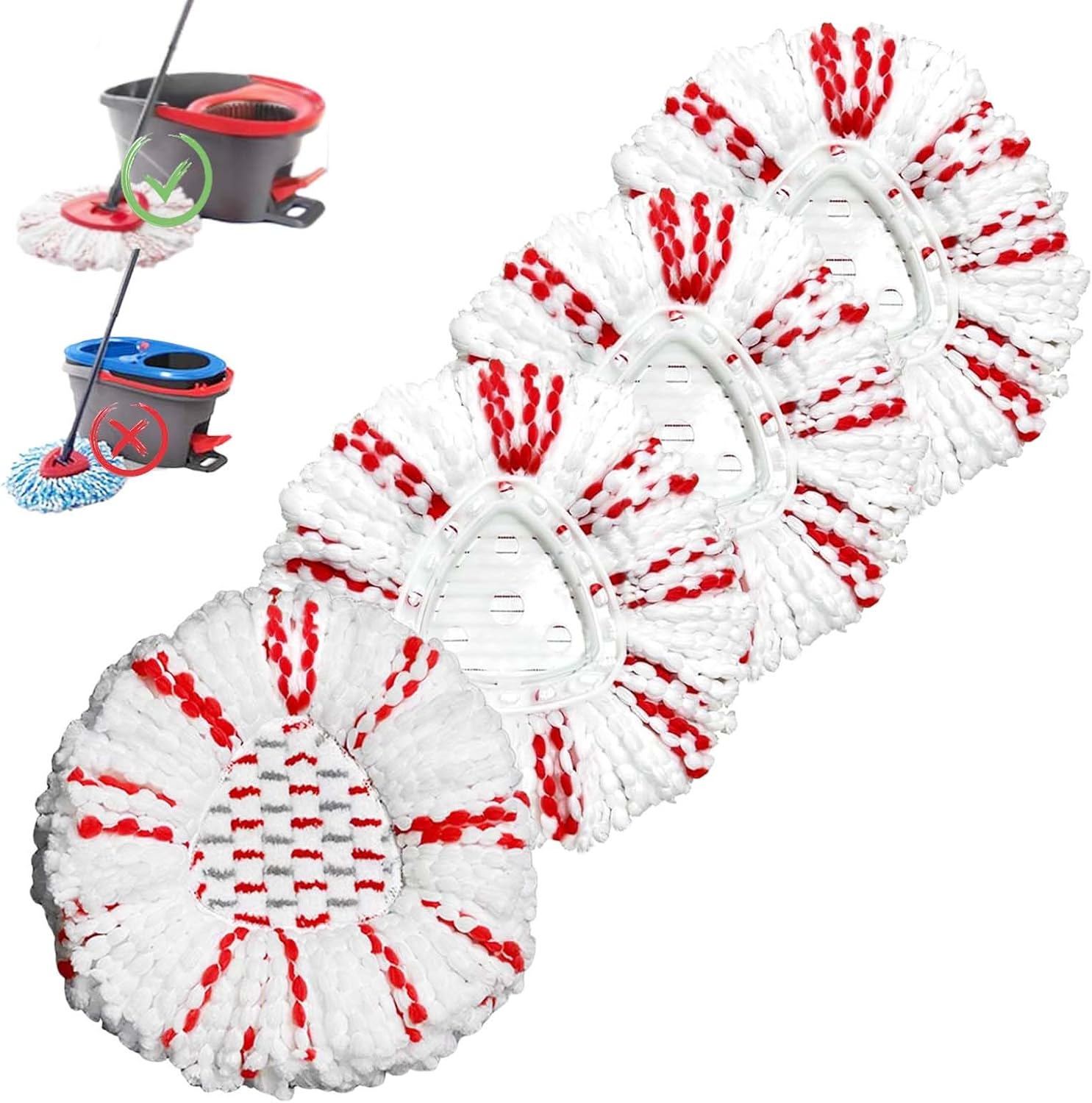 Fazlynyi 4 Pack Spin Mop Replacement Head