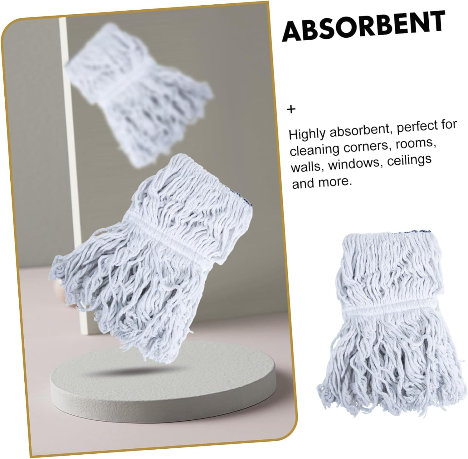 PACKOVE Cotton String Mop Head Reusable Replacement Pad