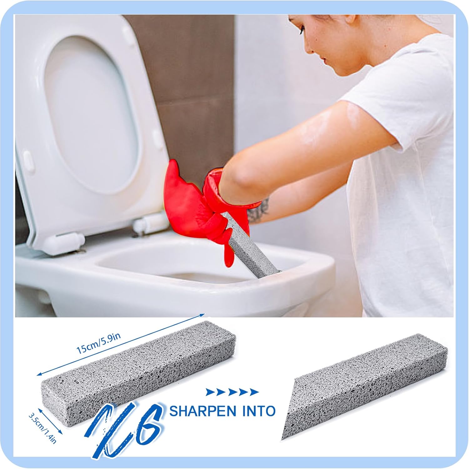 9Pcs Pumice Stone Toilet Cleaning Brush Set with Gloves and Crevice Brush