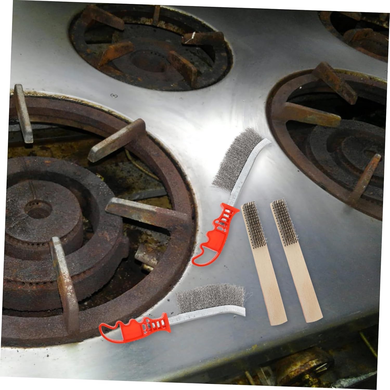 OKUMEYR 4pcs Stainless Steel Rust Removal Brush Set
