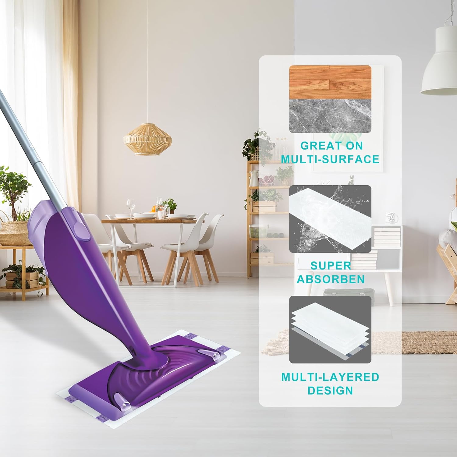 ZQZiQi 60 Count Swiffer Wet Jet Mop Pad Refills