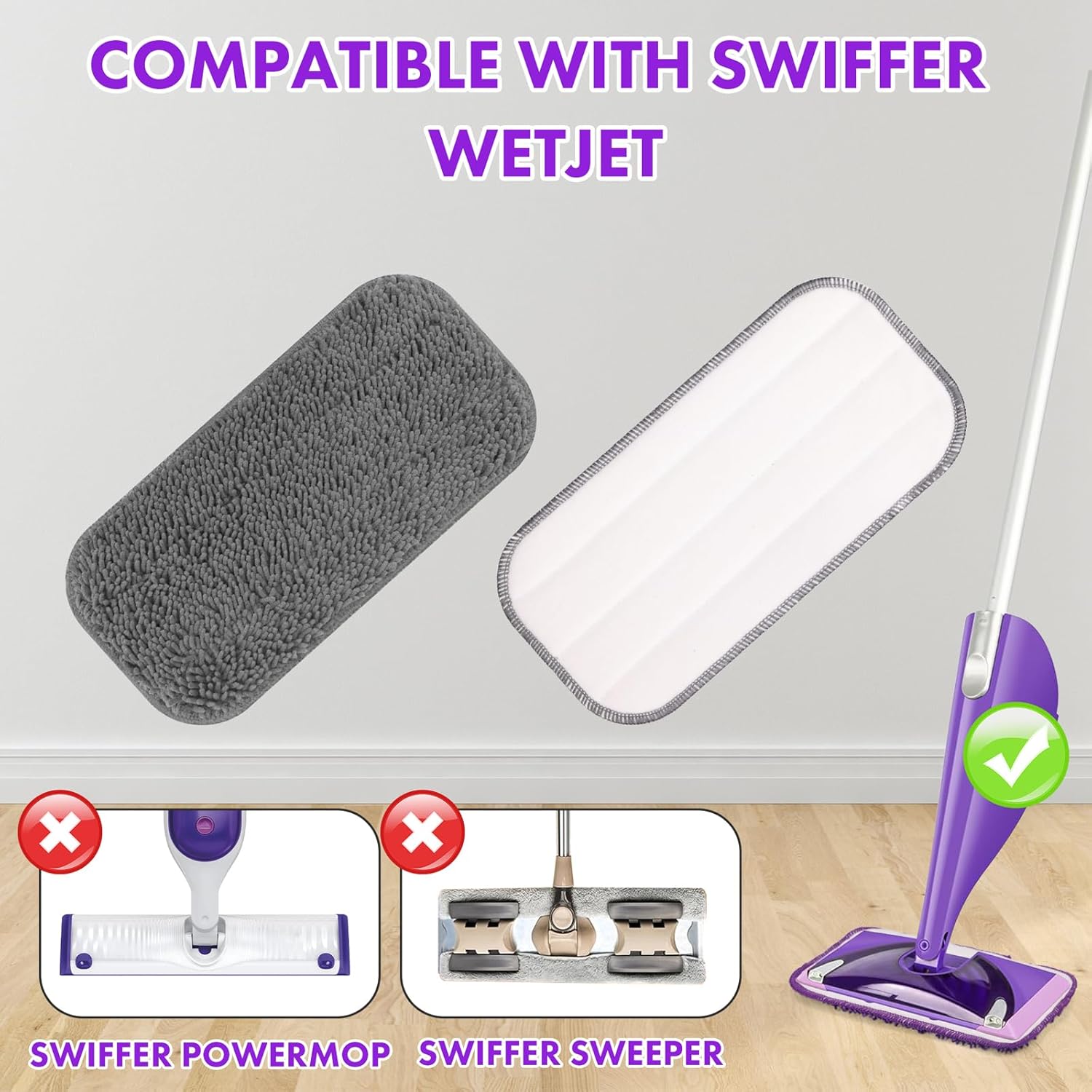6 Pack Reusable Mop Pads for Swiffer WetJet 1