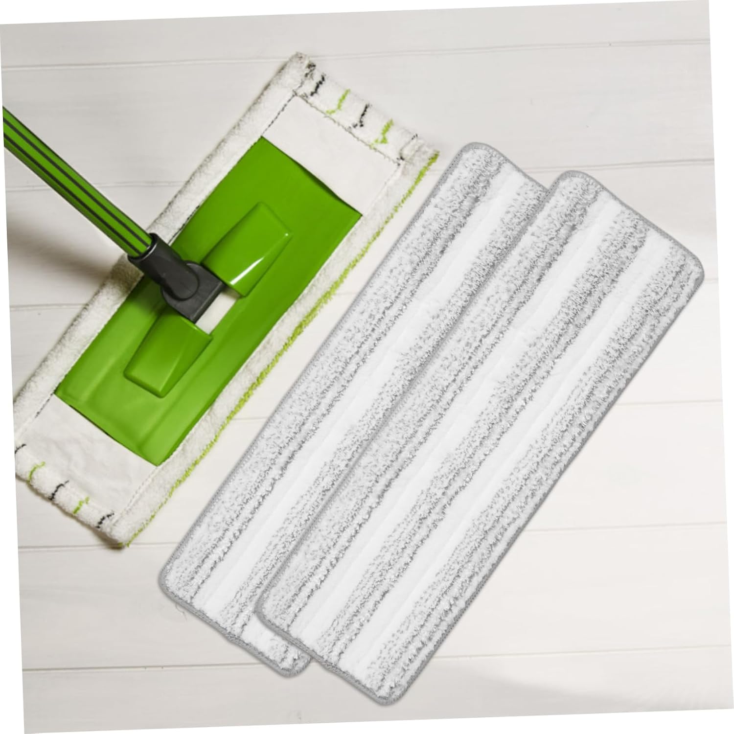 Ipetboom 2pcs Thickened Flat Mop Pads Reusable for Hardwood Tile