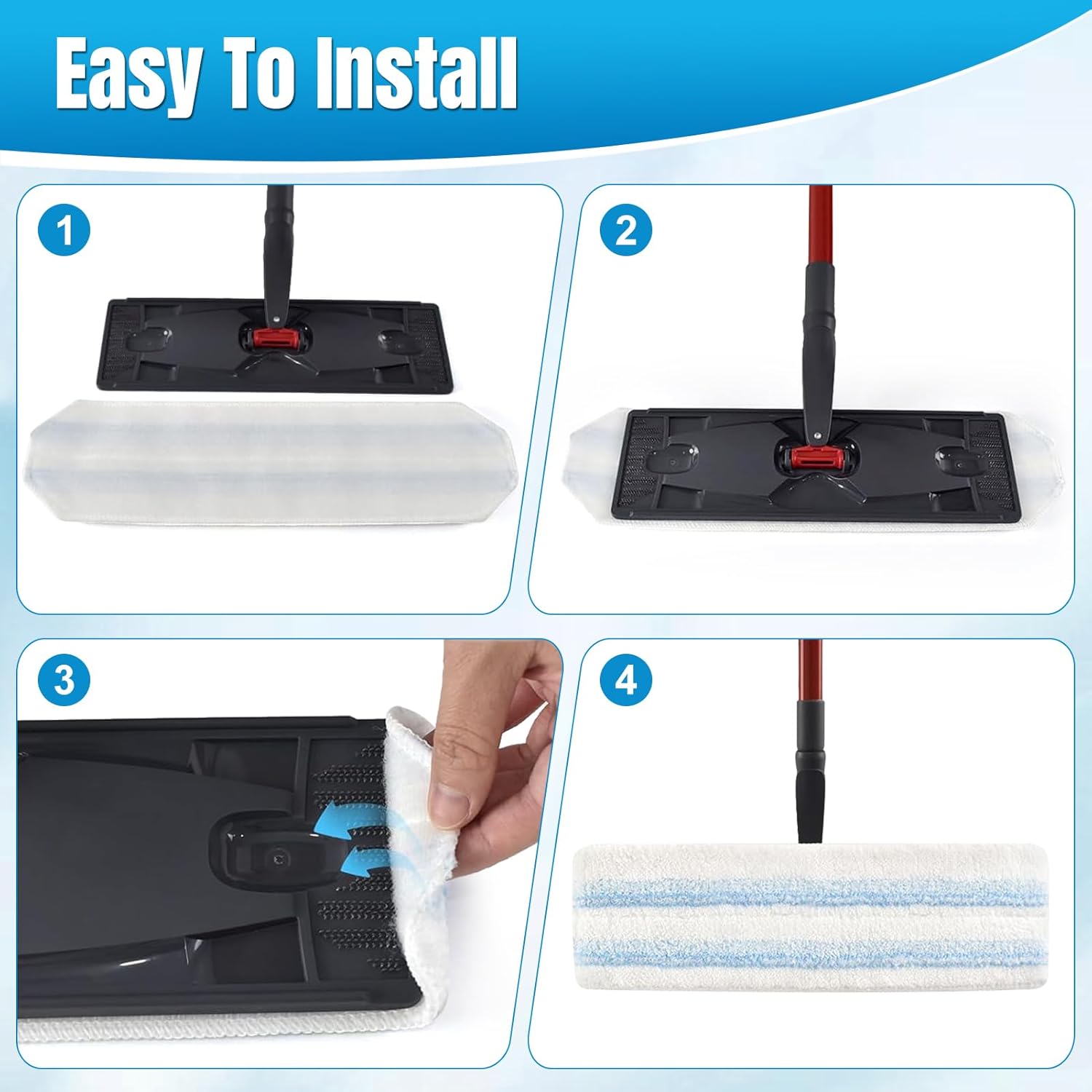 MengTiger 4-Pack Replacement Mop Pads for O-Cedar H2Pro Vileda