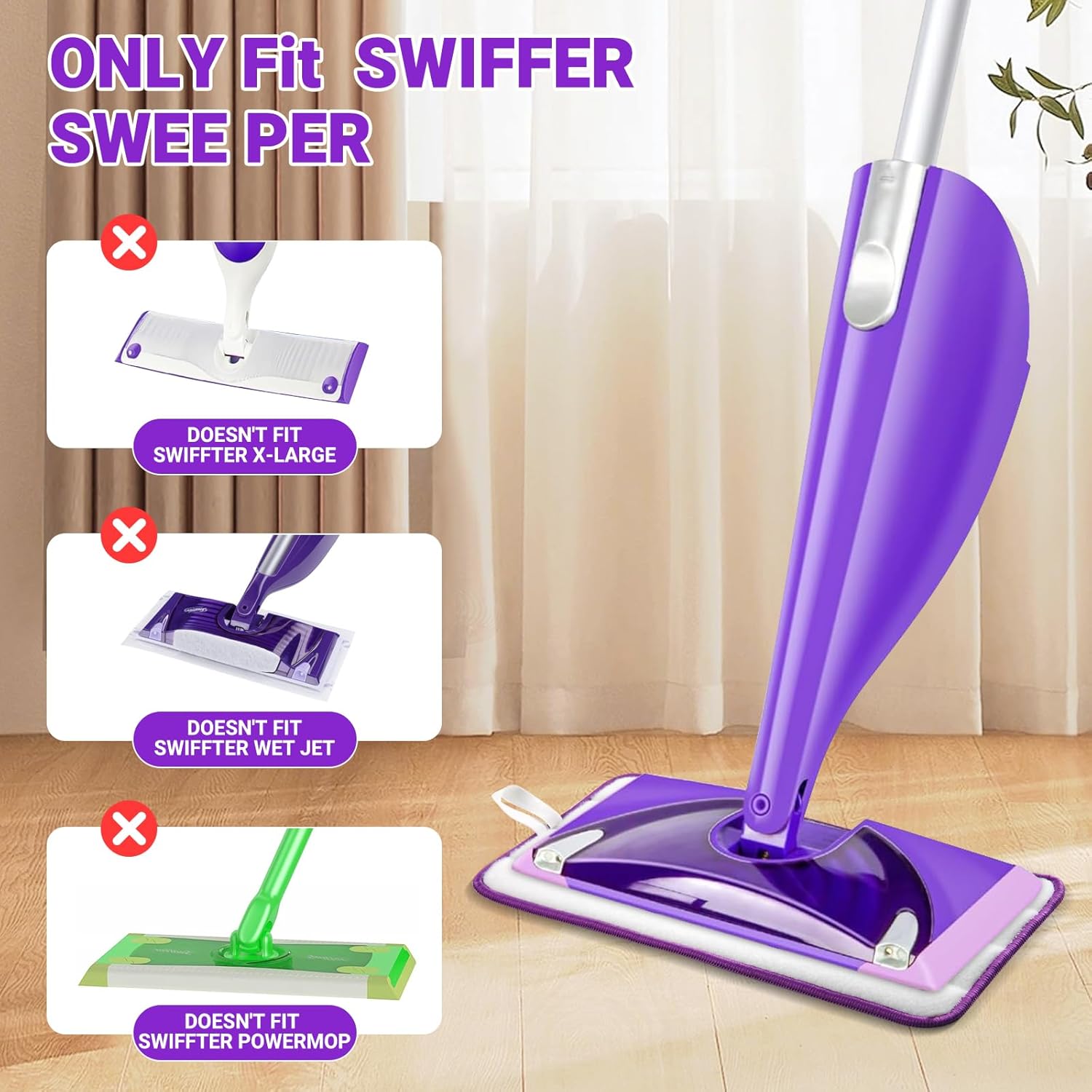 Sealuncle Microfiber Mop Pads 2-Pack Purple 1