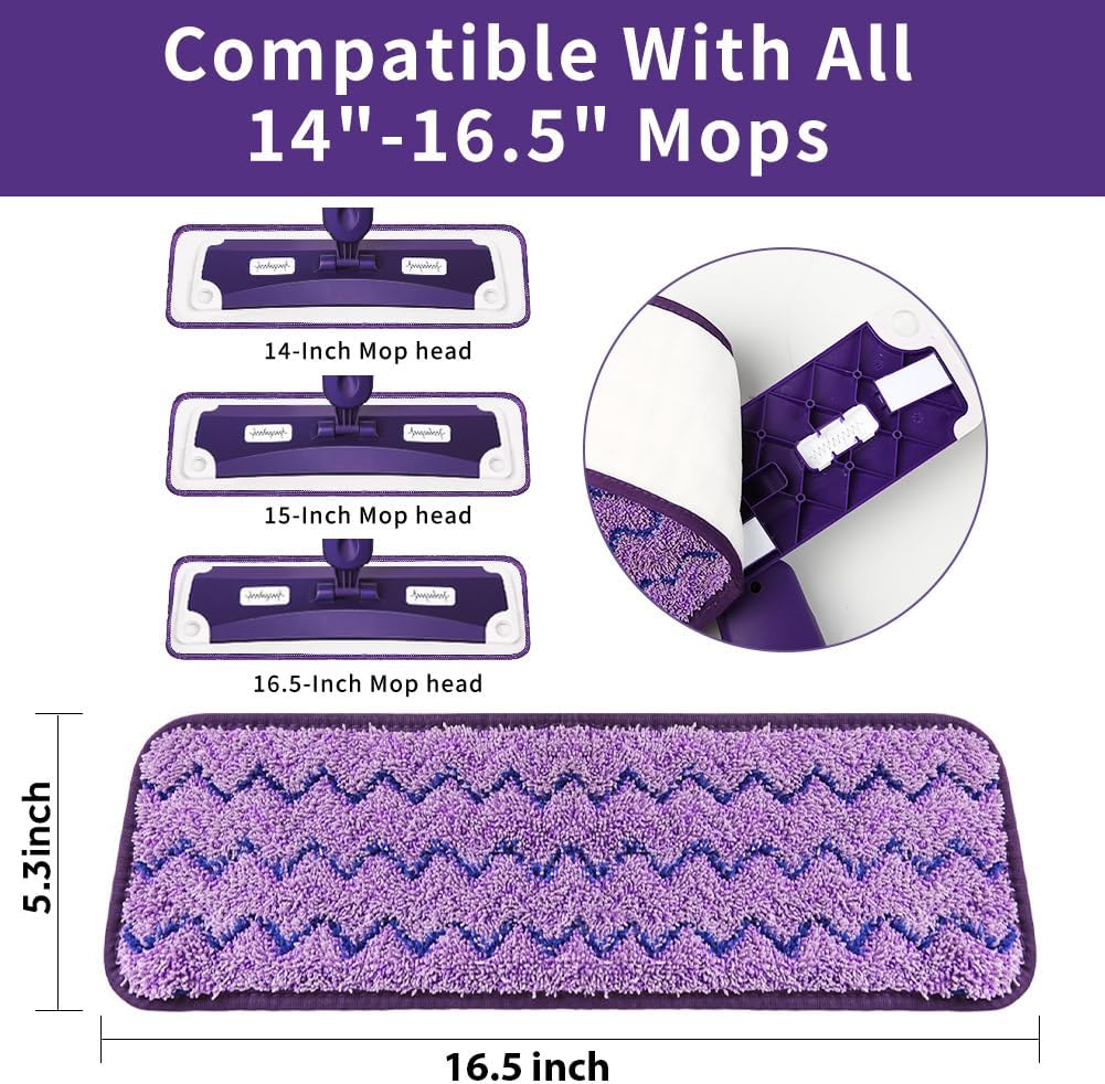Panda Grip 165 Inch Mop Pad Refills 3 Pack Purple Reusable Cleaning Heads