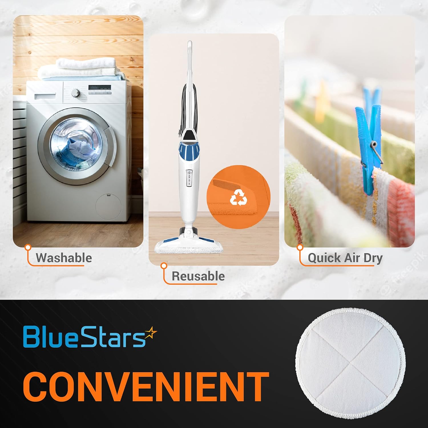 BlueStars 12-Pack Spinwave Mop Pads for Bissell 2039A