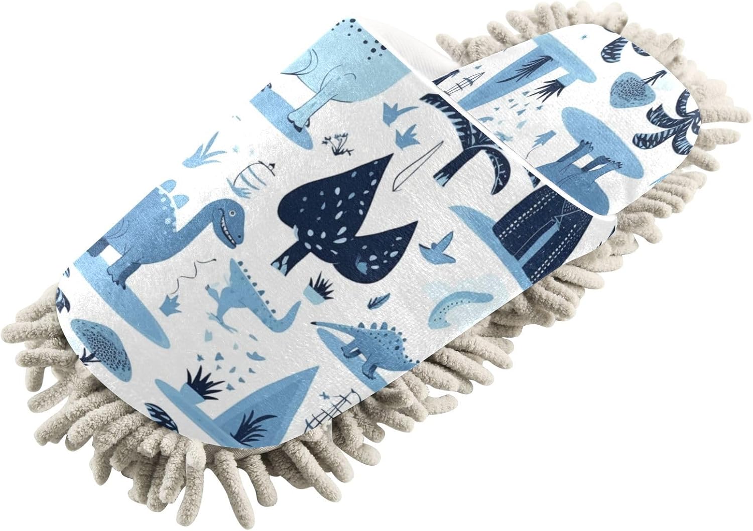 Bulletgxll Blue Dinosaurs Mop Slippers - M