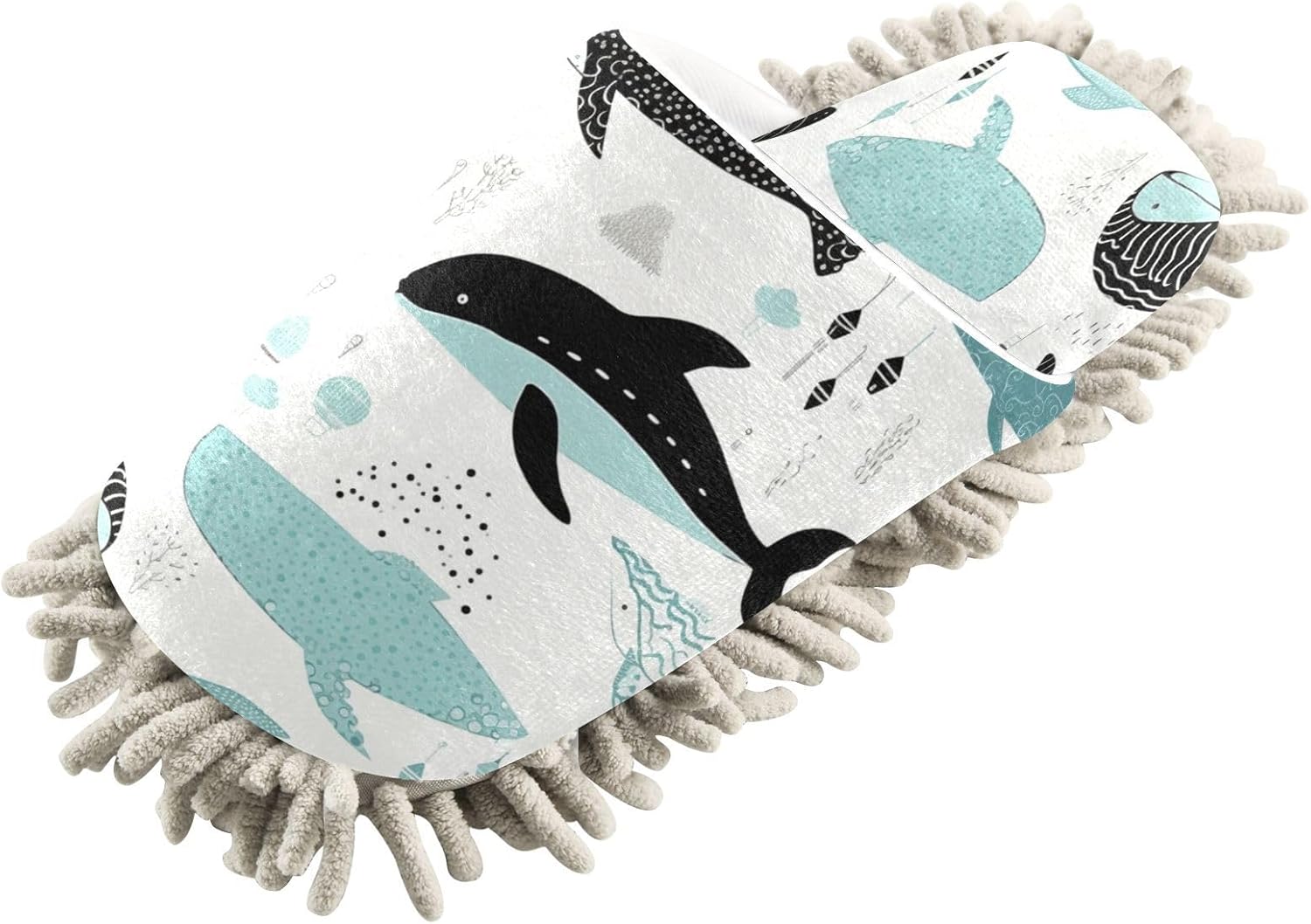 Bulletgxll Cute Whale Mopping Slippers - Washable Floor Mop Replacement
