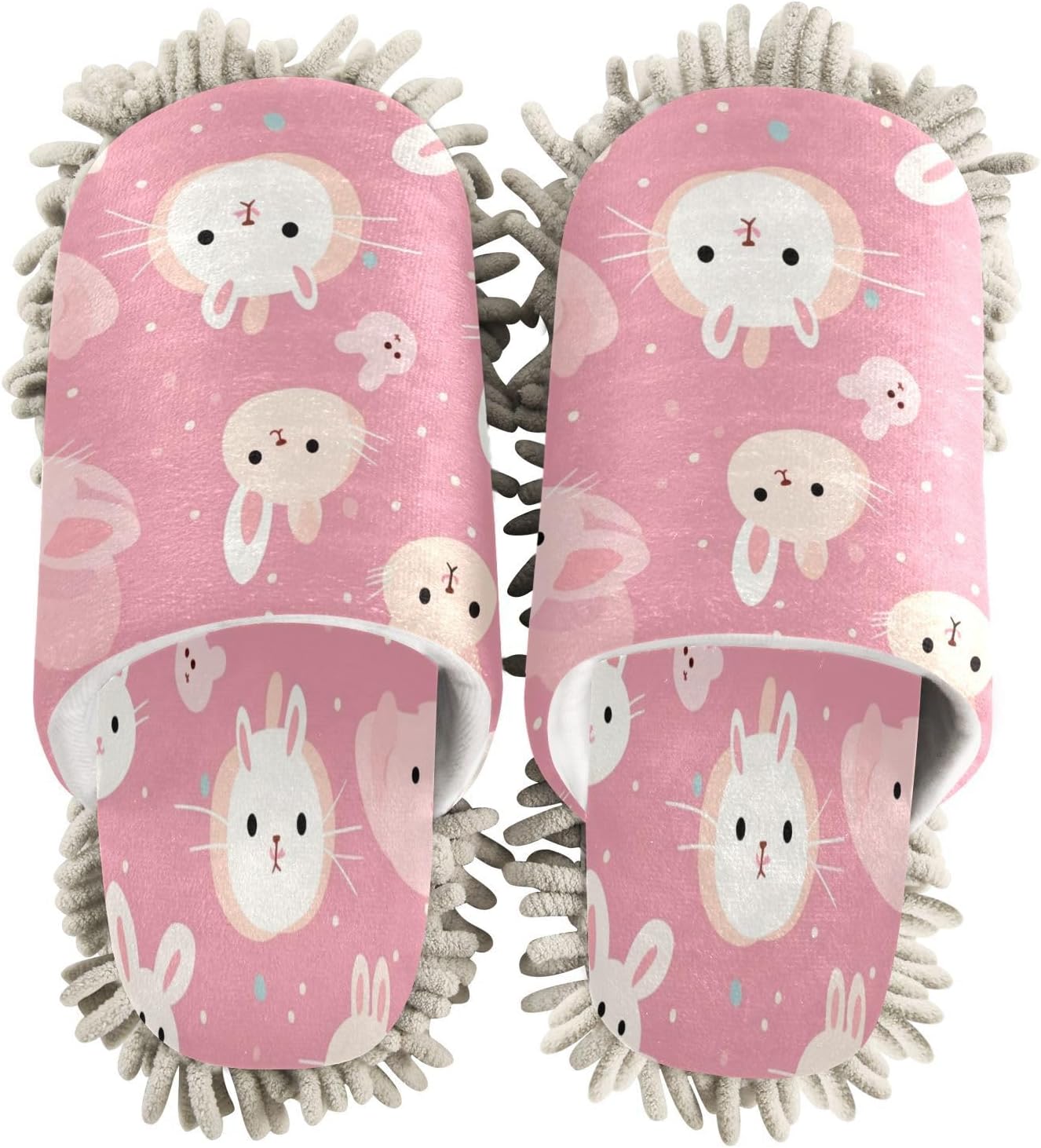 Bulletgxll Pink Bunnies Cleaning Mop Slippers
