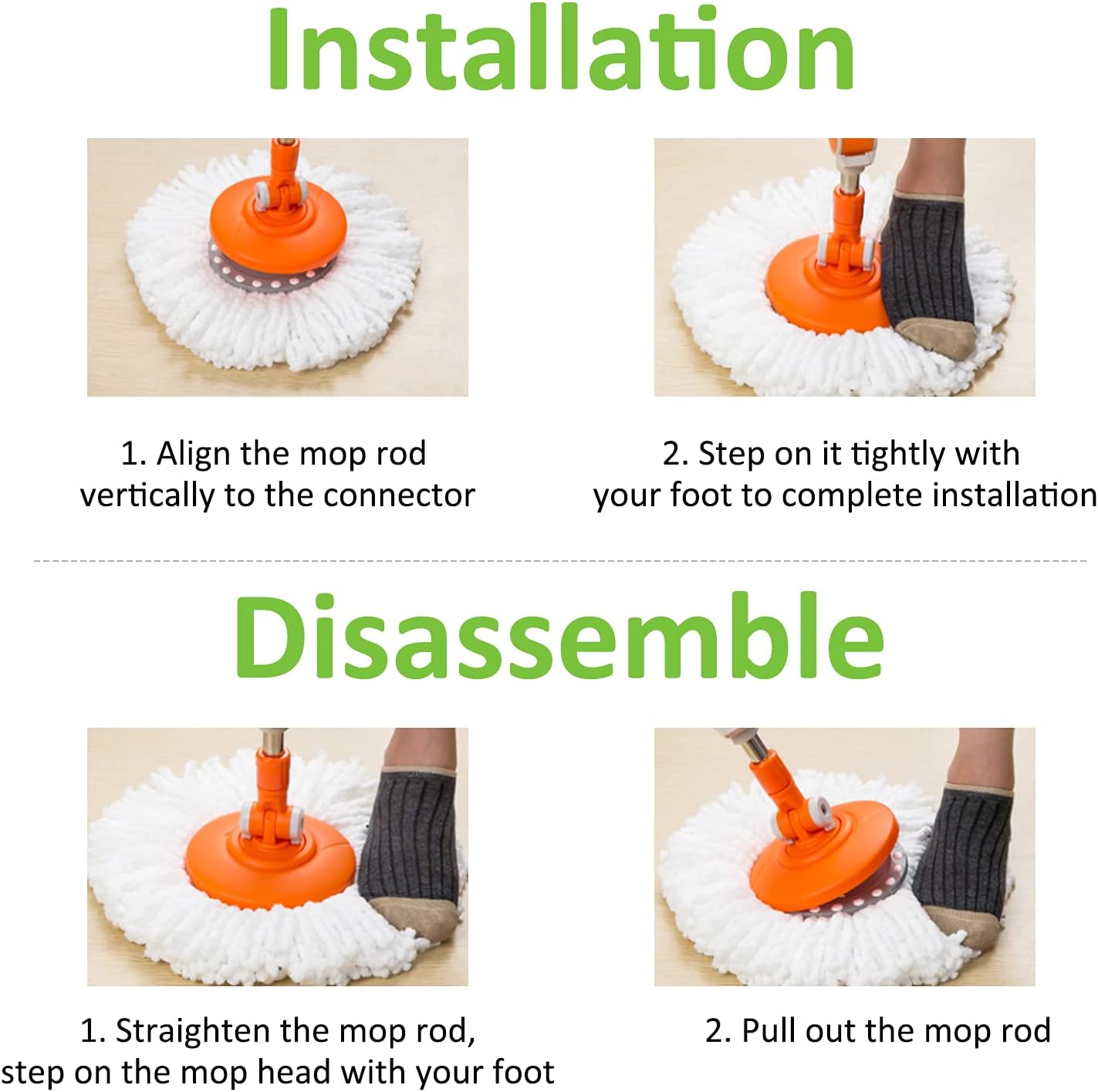 MZY LLC 4 Pack Spin Mop Refill Heads
