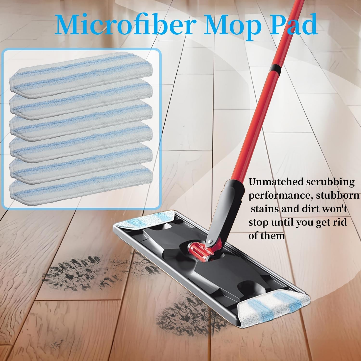 TETEPV Microfiber Mop Heads 6-Pack Reusable