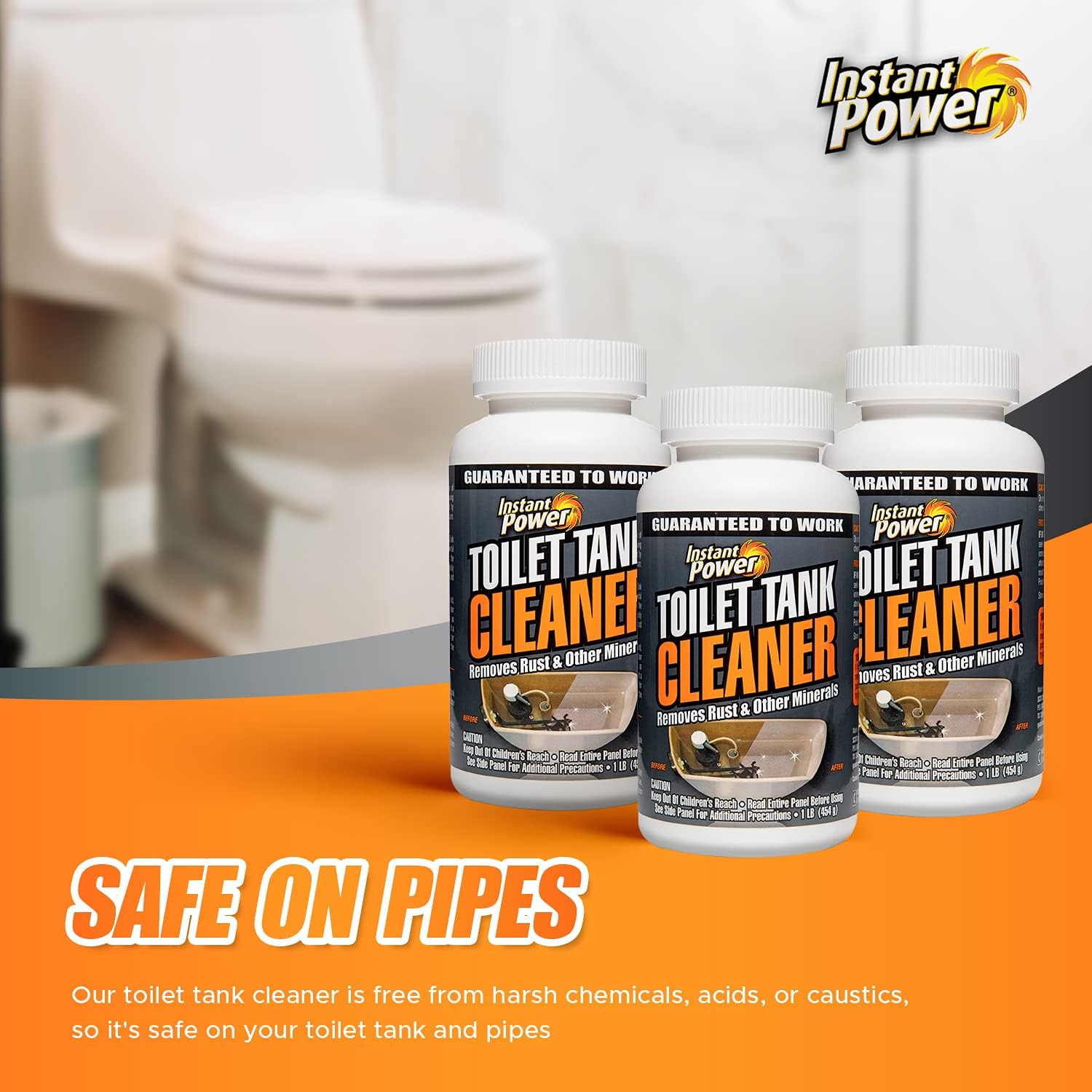 Instant Power Toilet Tank Cleaner 16 Oz No Scrubbing Removes Stains and Rust