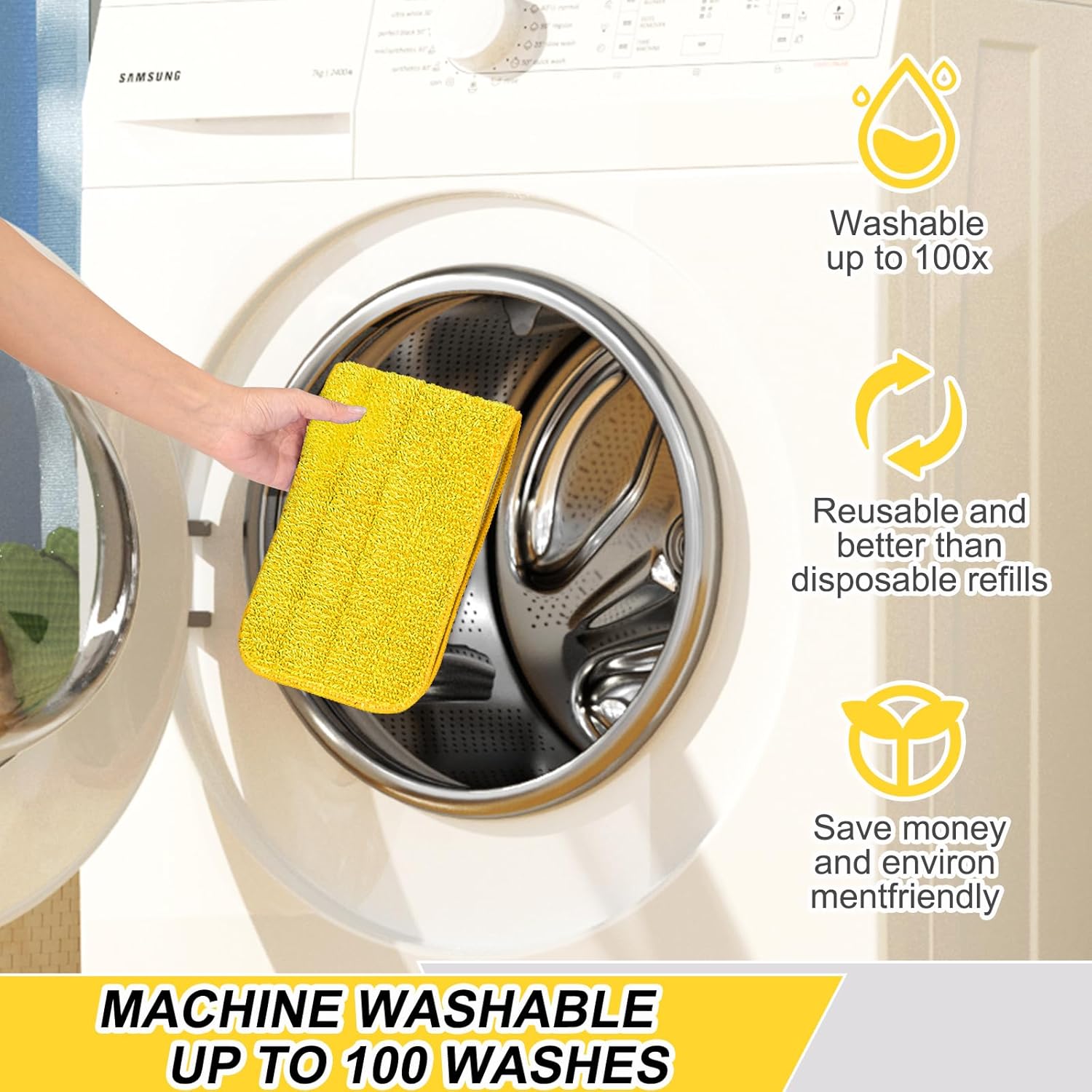 H-Gamely 165 Inch Microfiber Mop Pads 5 Pack