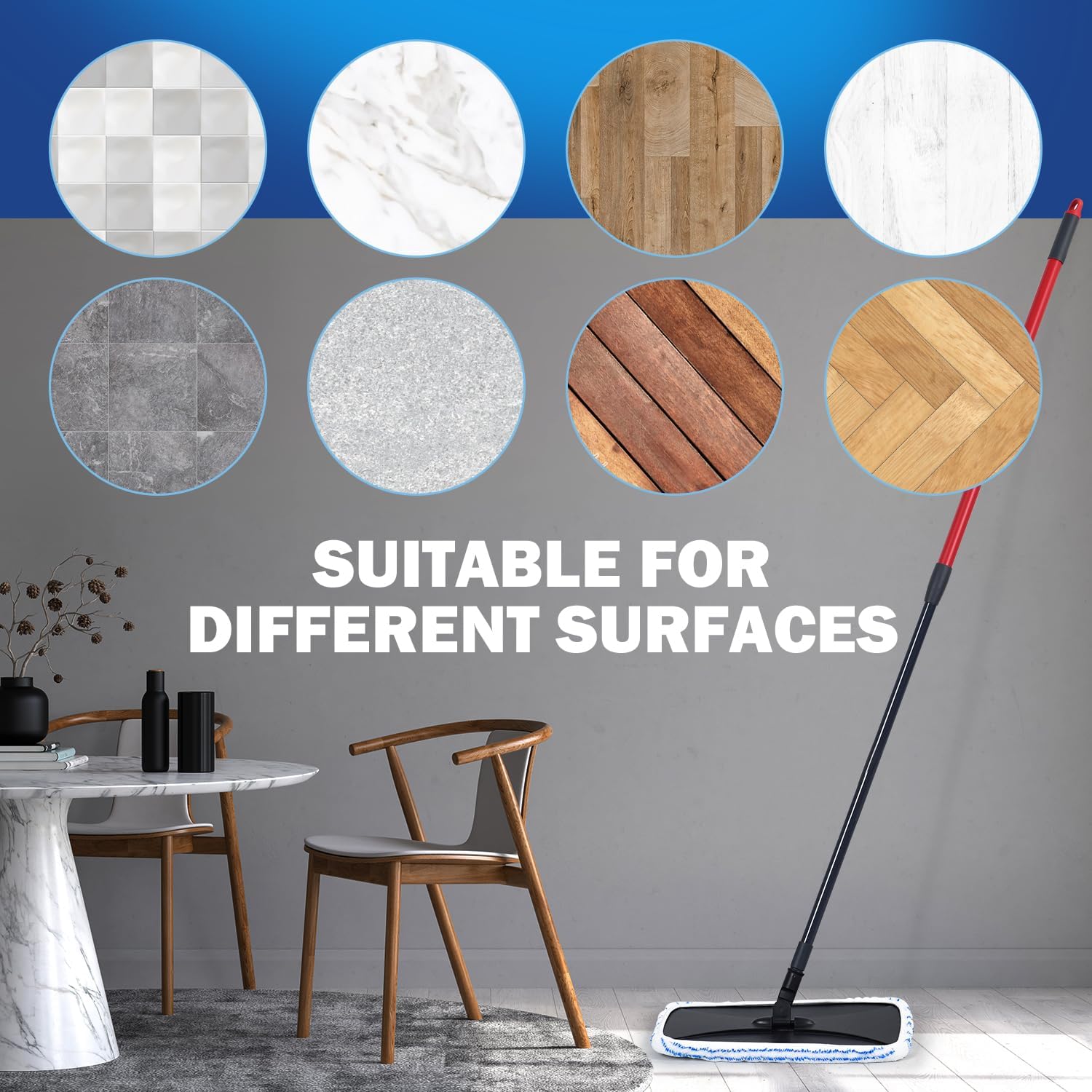 Matthew Microfiber Mop Refills for 15x8 Mops - 3Pcs Reusable Replacement Heads