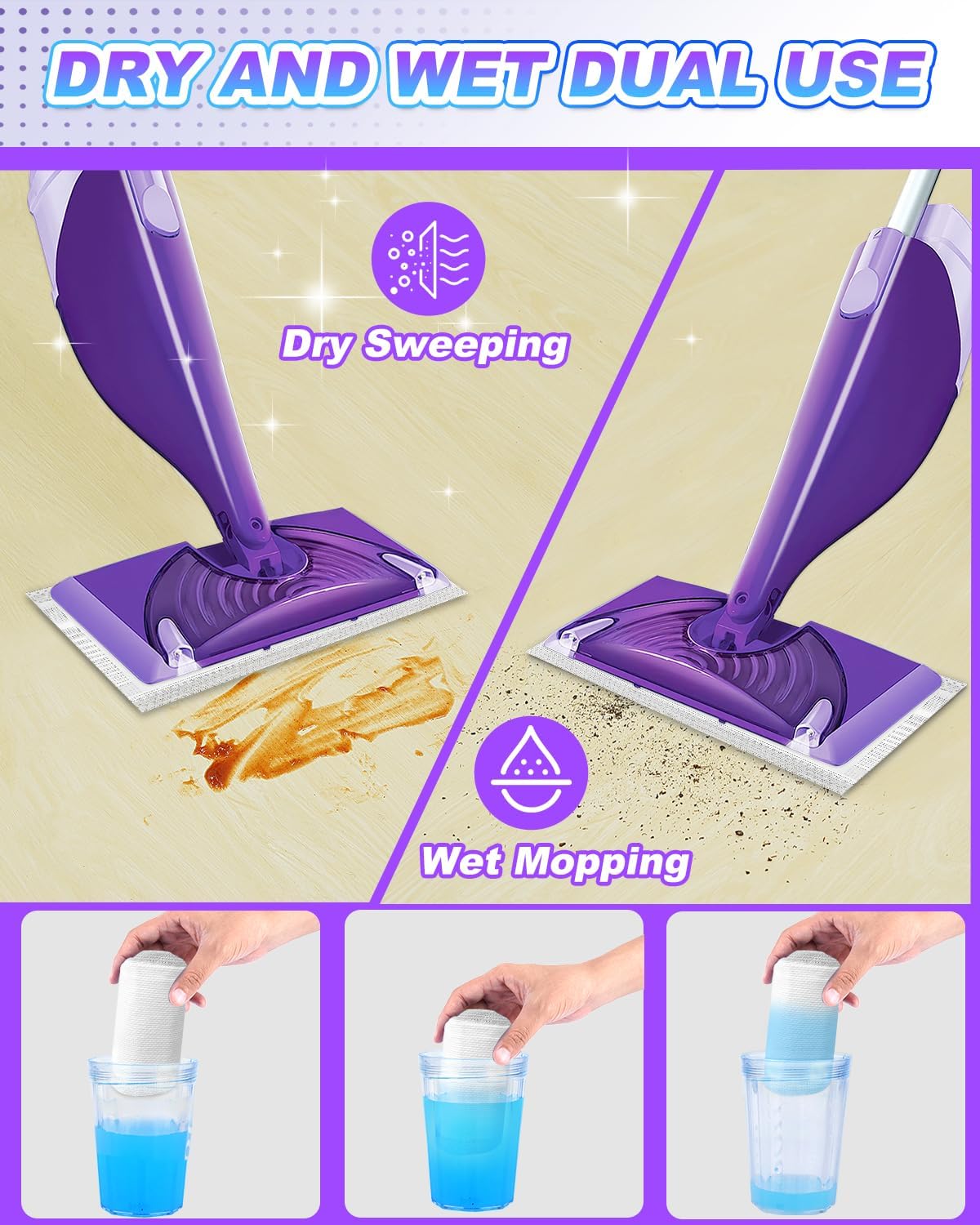 30 Pack YagoDago Mop Pads for Swiffer Wet Jet Velcro Mops