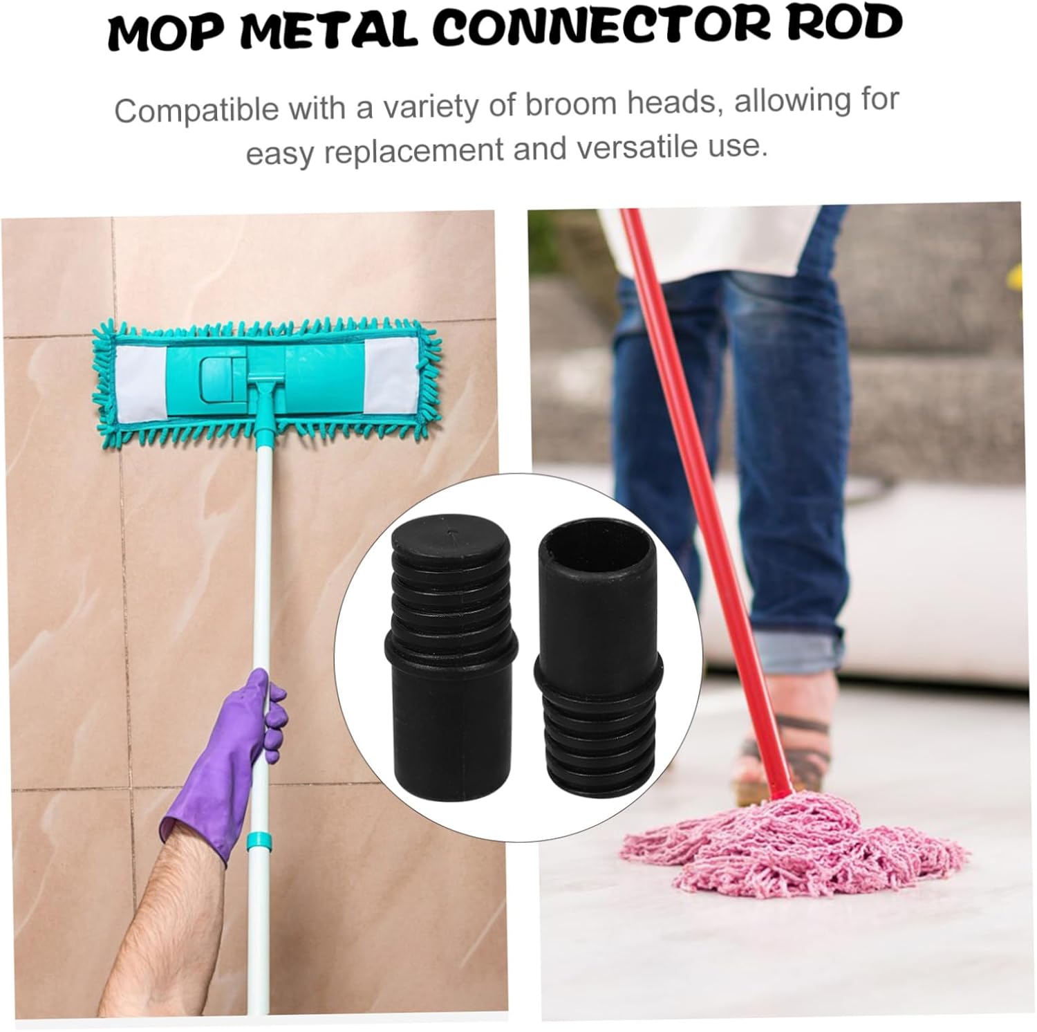 2pcs Threaded Handle Tip Adapter for Mops and Brooms 1