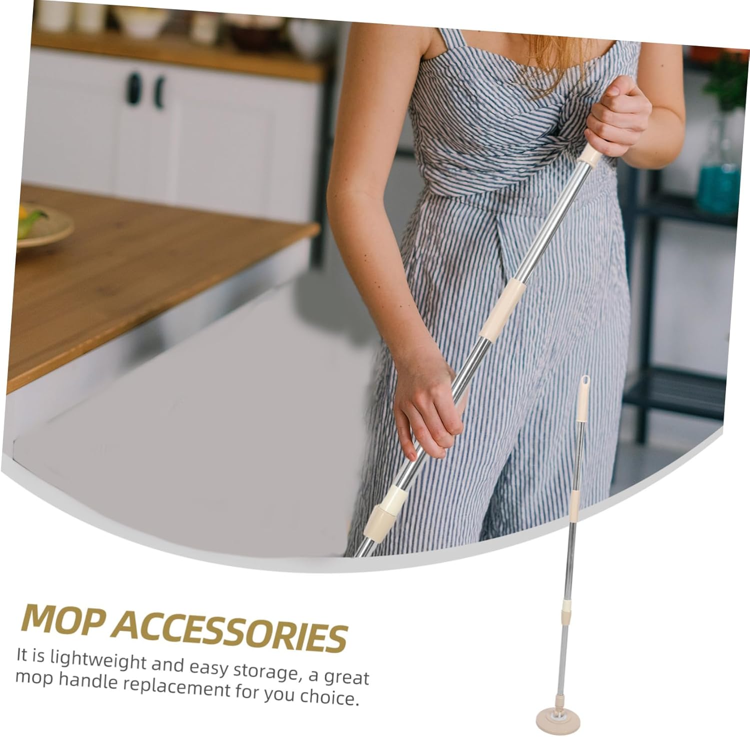 Detachable Rotary Mop Pole with Reinforced Stainless Steel Handle