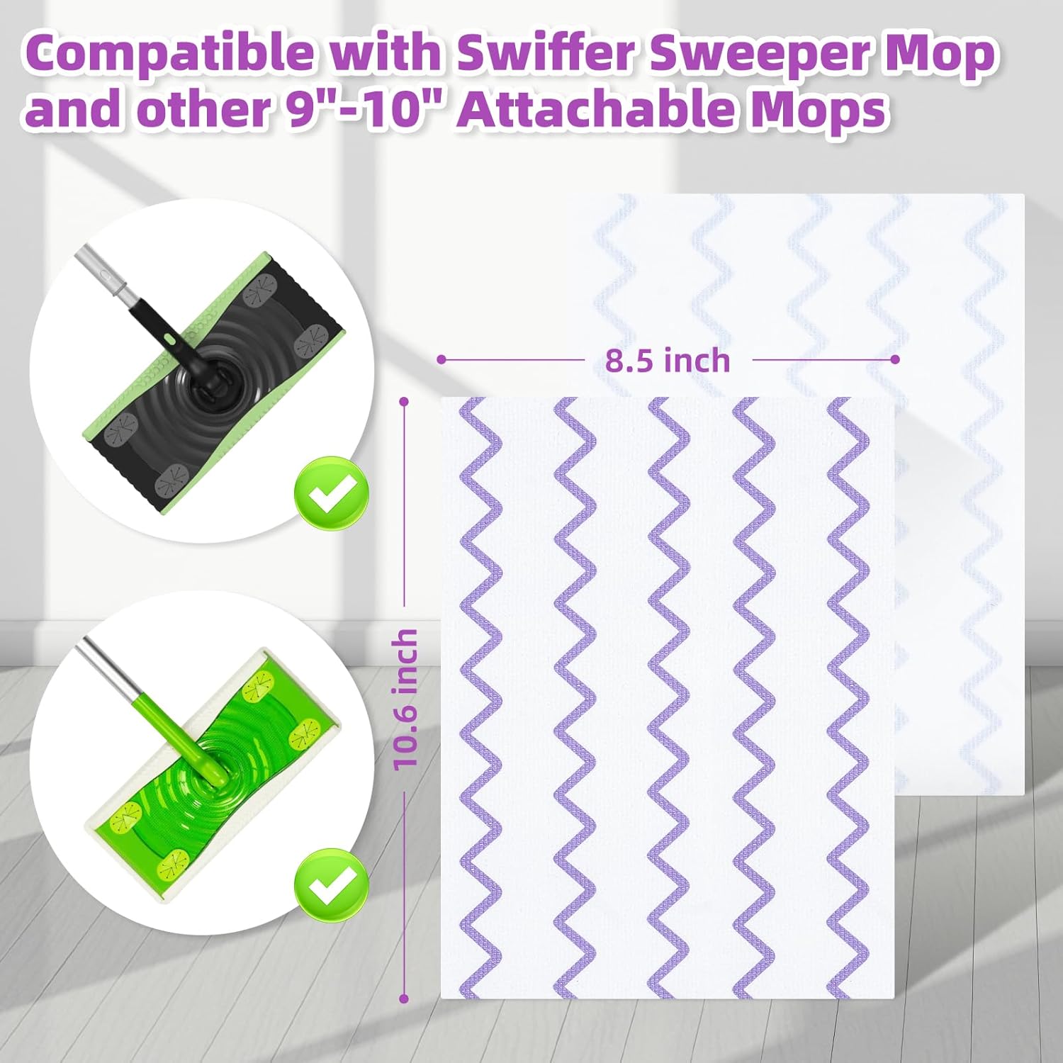 Nicemiya 24 Pack Microfiber Mop Pads for Swiffer Sweeper