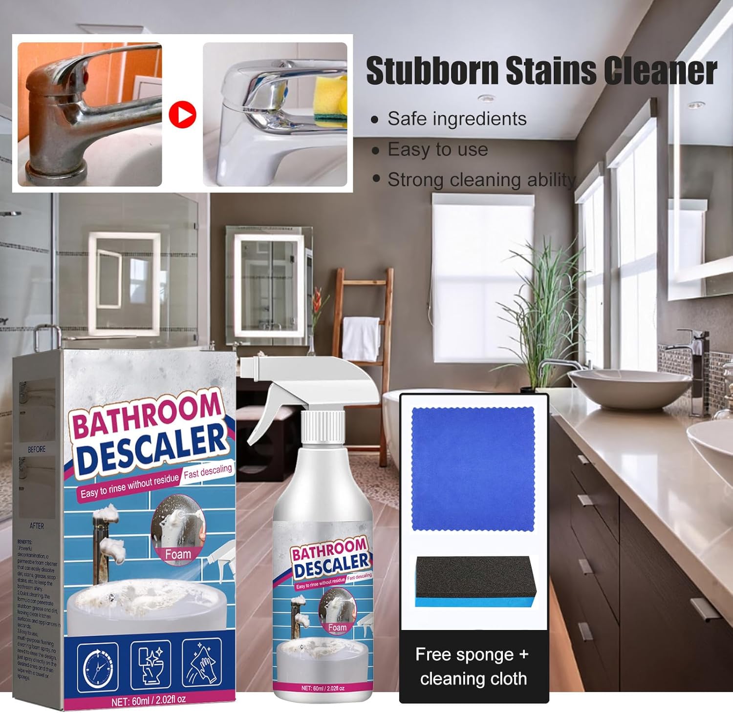 KAWATANI All-Purpose Bathroom Descaler Foam Cleaner 2