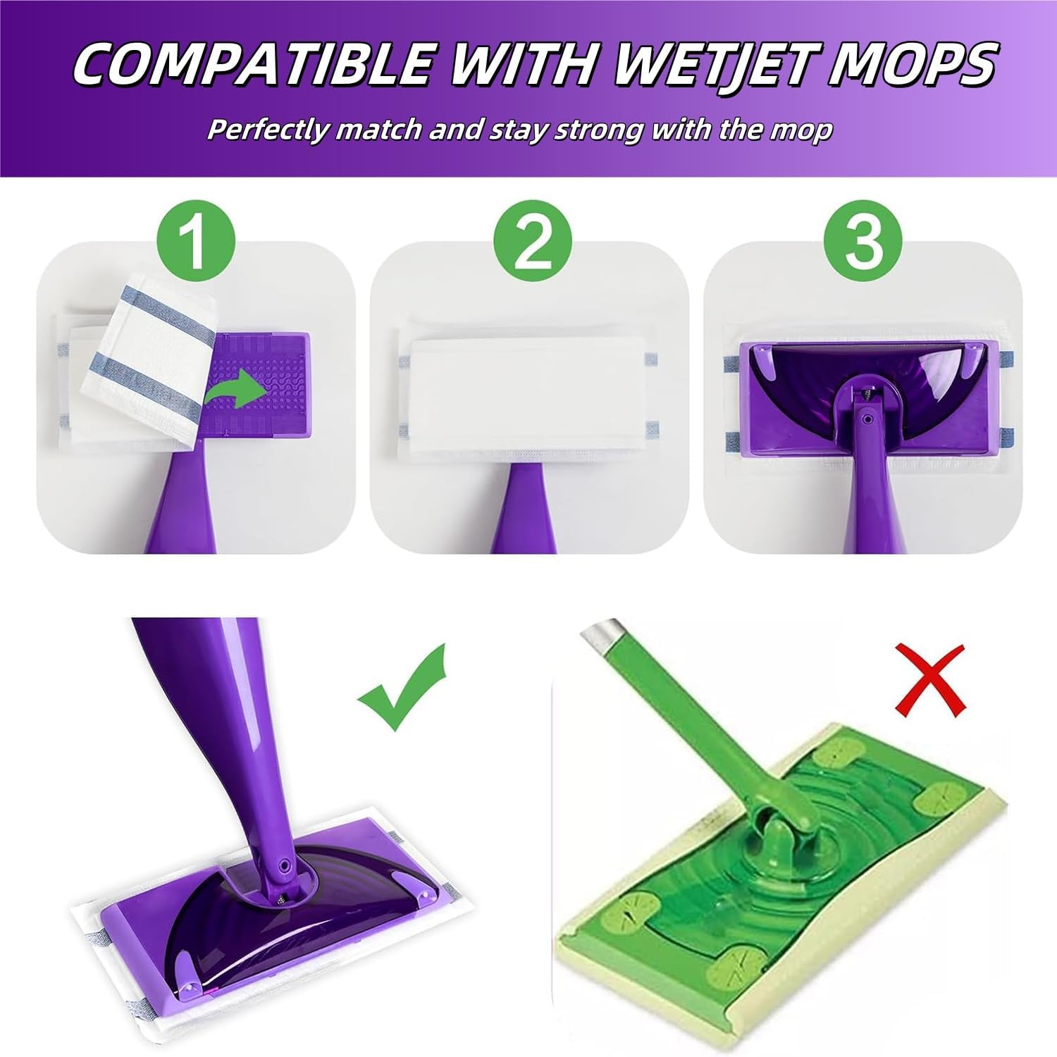 SUZZYVINE Wet Jet Mop Pads Refills 118 x 591 30 Count Multi-Surface