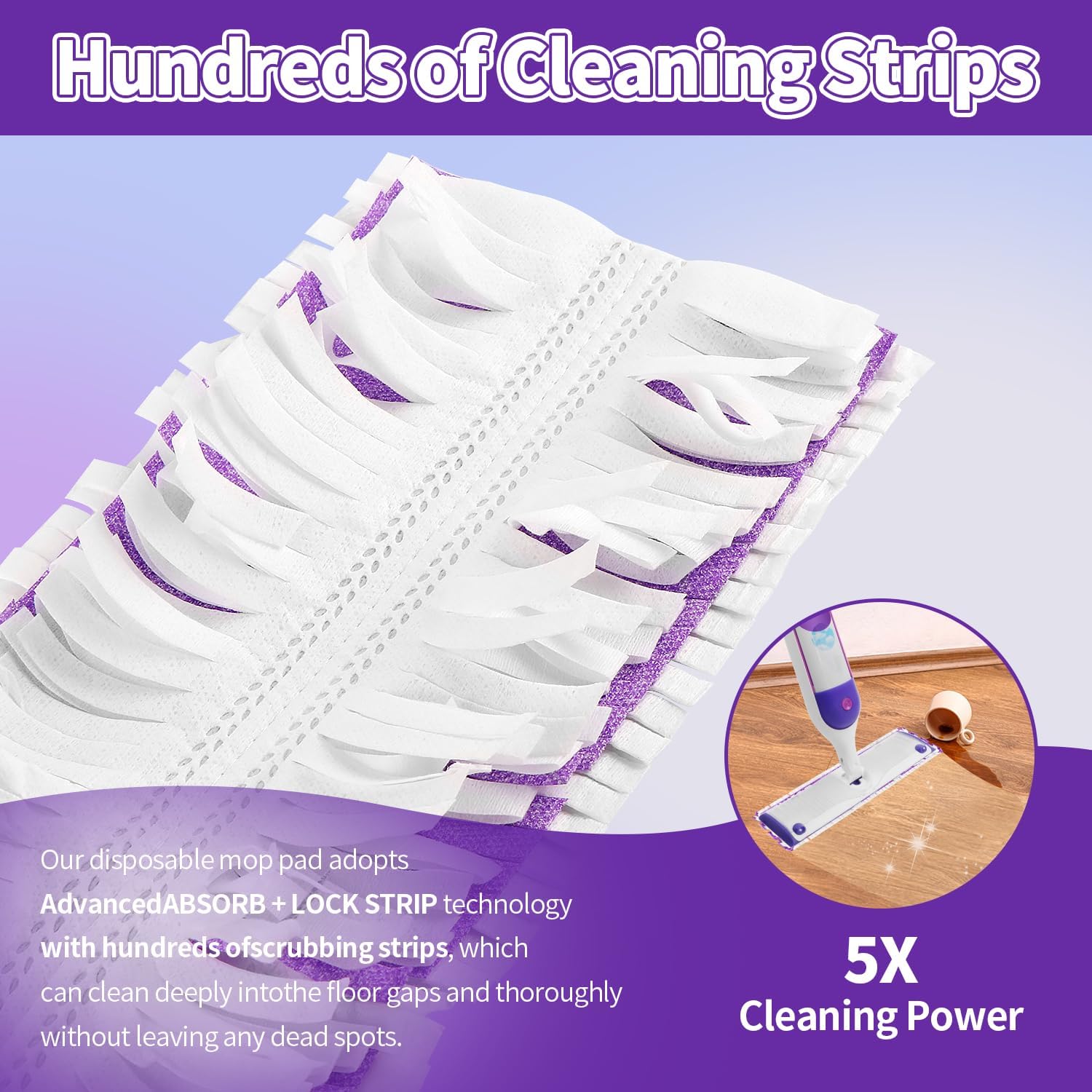 10 Pack ZHAYAO Swiffer Power Mop Refills Unscented Multi-Surface Mopping Pads