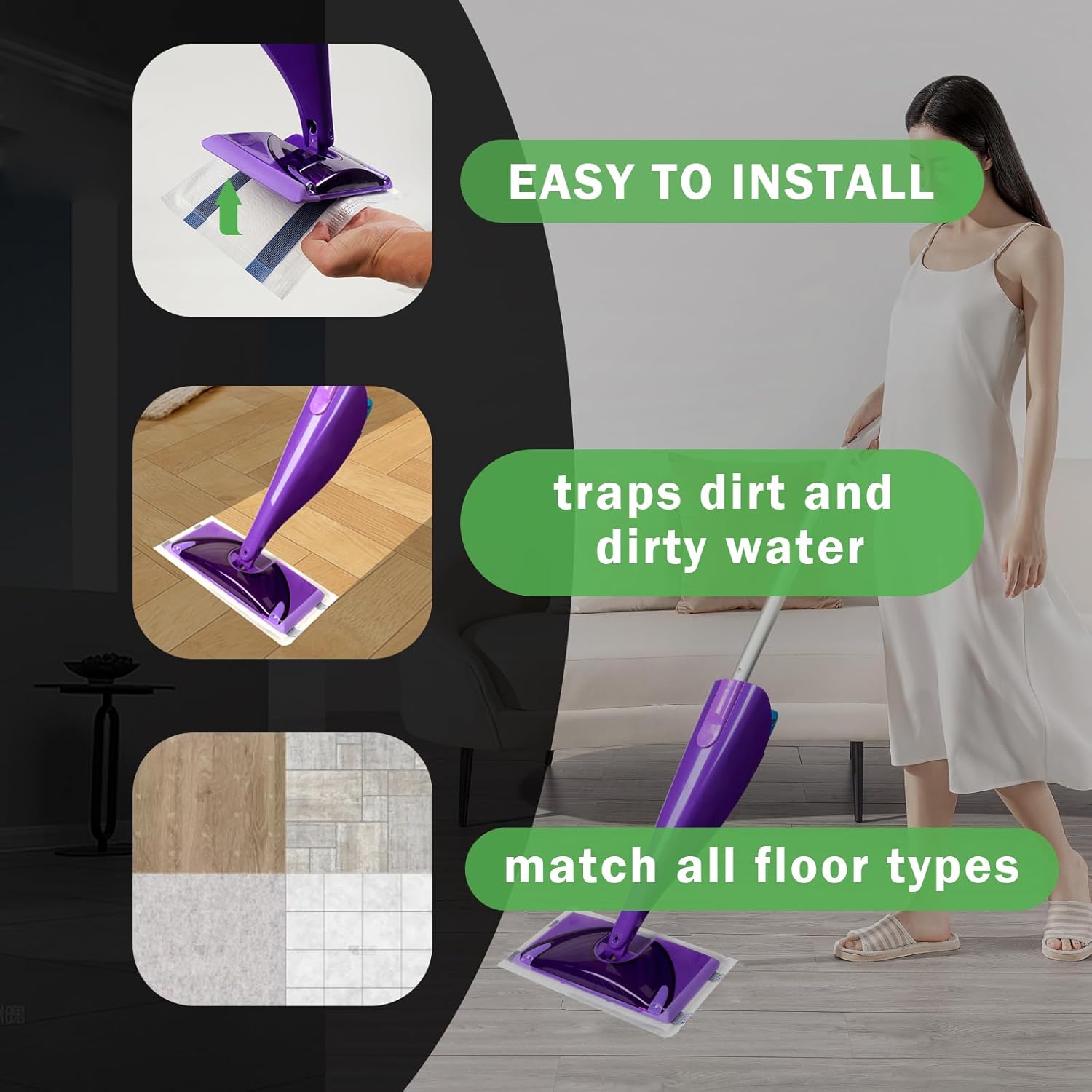 UKEENOR Hardwood Floor Cleaner Spray Mop Pad Refills 32 Count