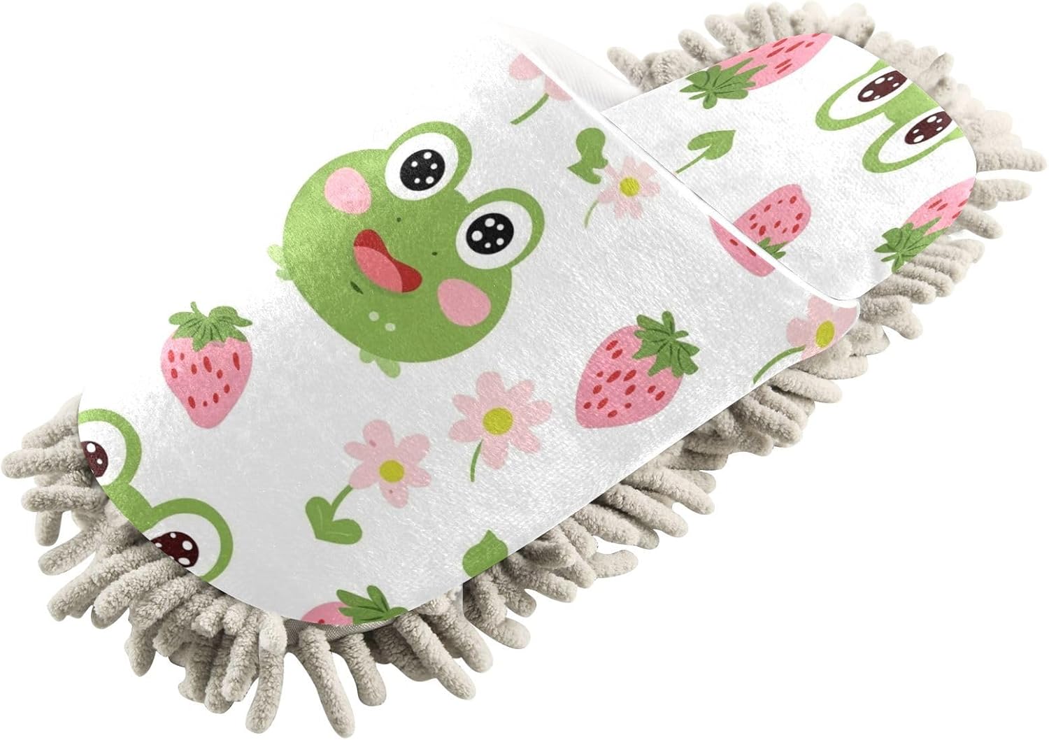 Bulletgxll Cartoon Frogs Cleaning Mop Slippers - M