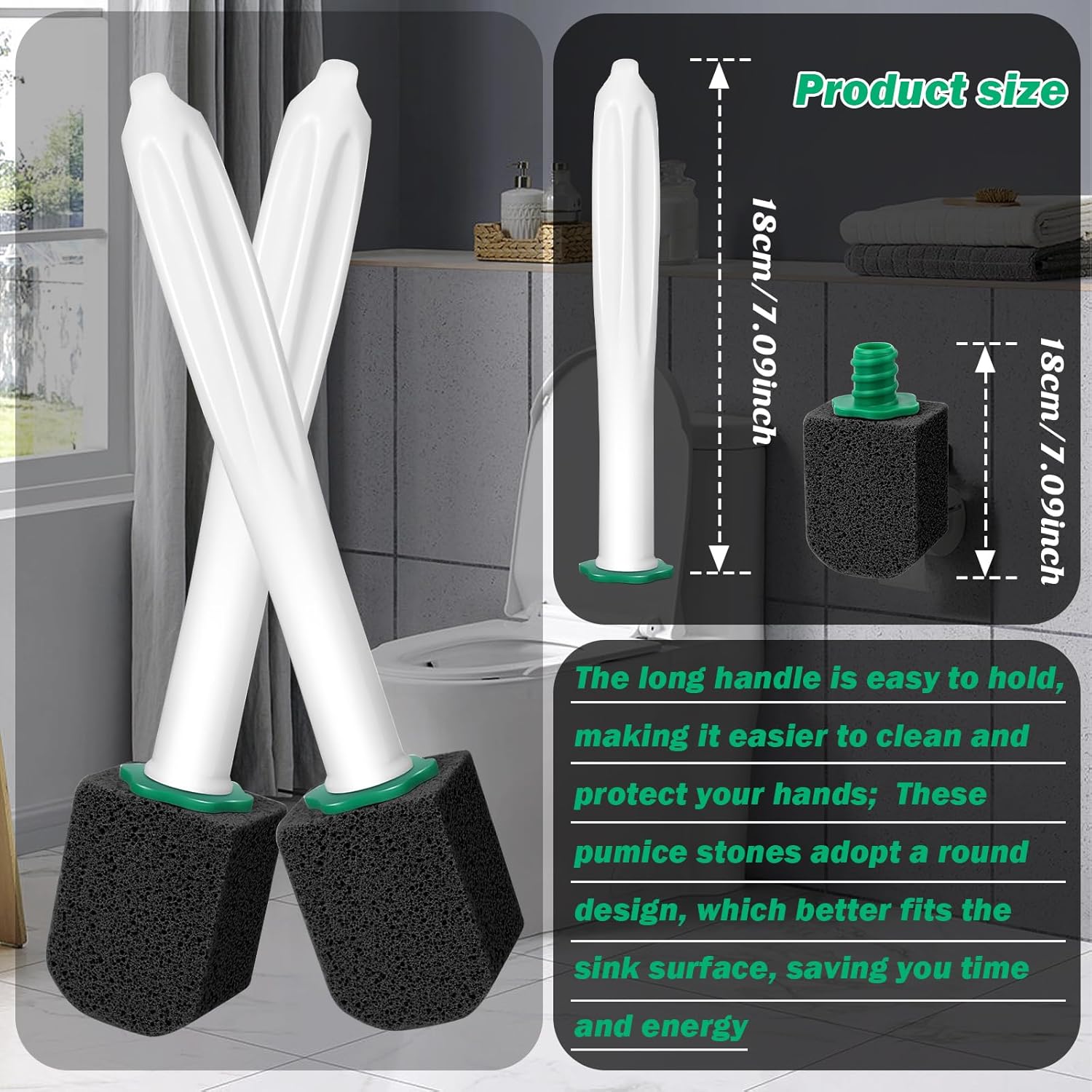 12PCS Pumice Stone Toilet Cleaner with Long Handle 1