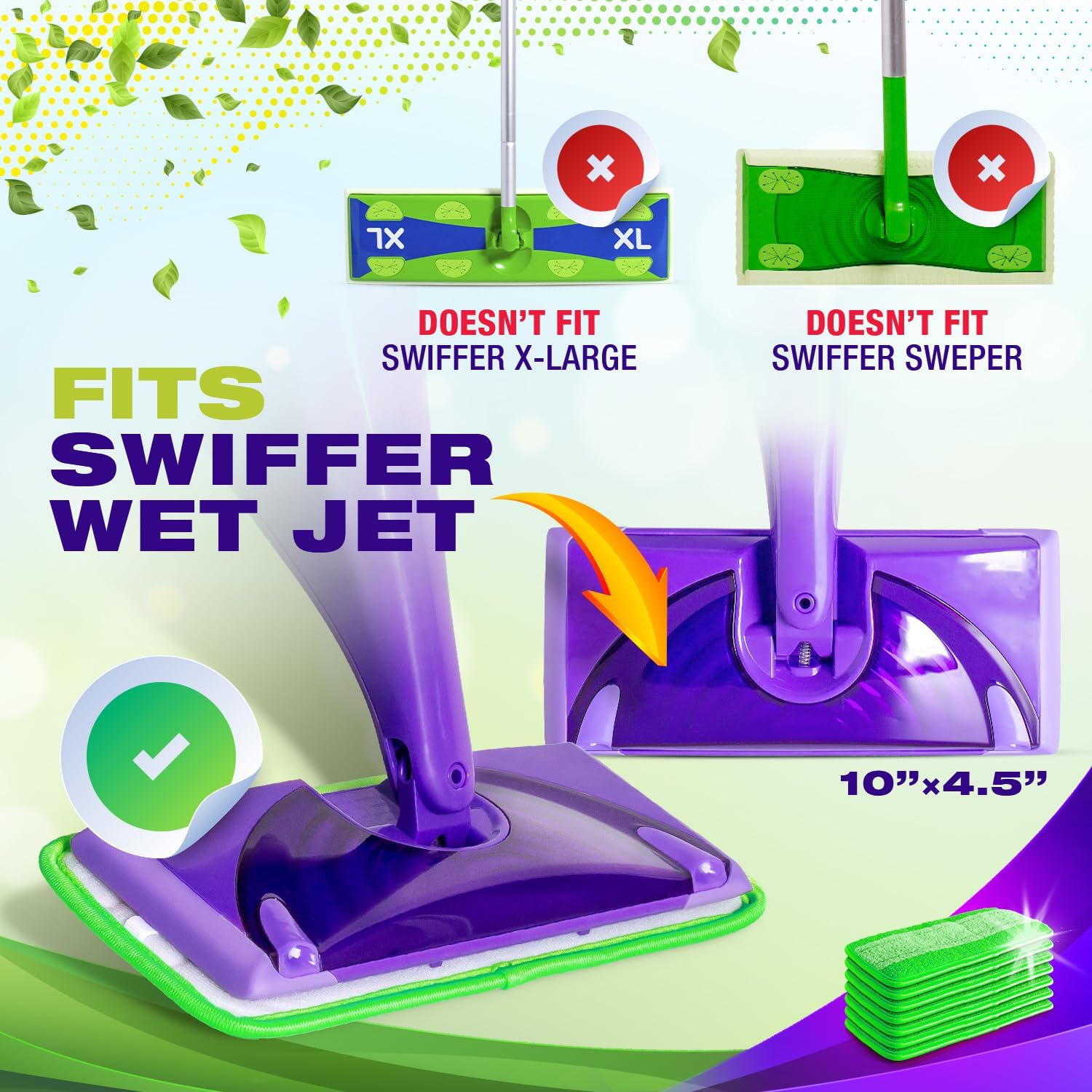 VanDuck Reusable Mop Pads 2 Pack - Microfiber Compatible with Swiffer WetJet