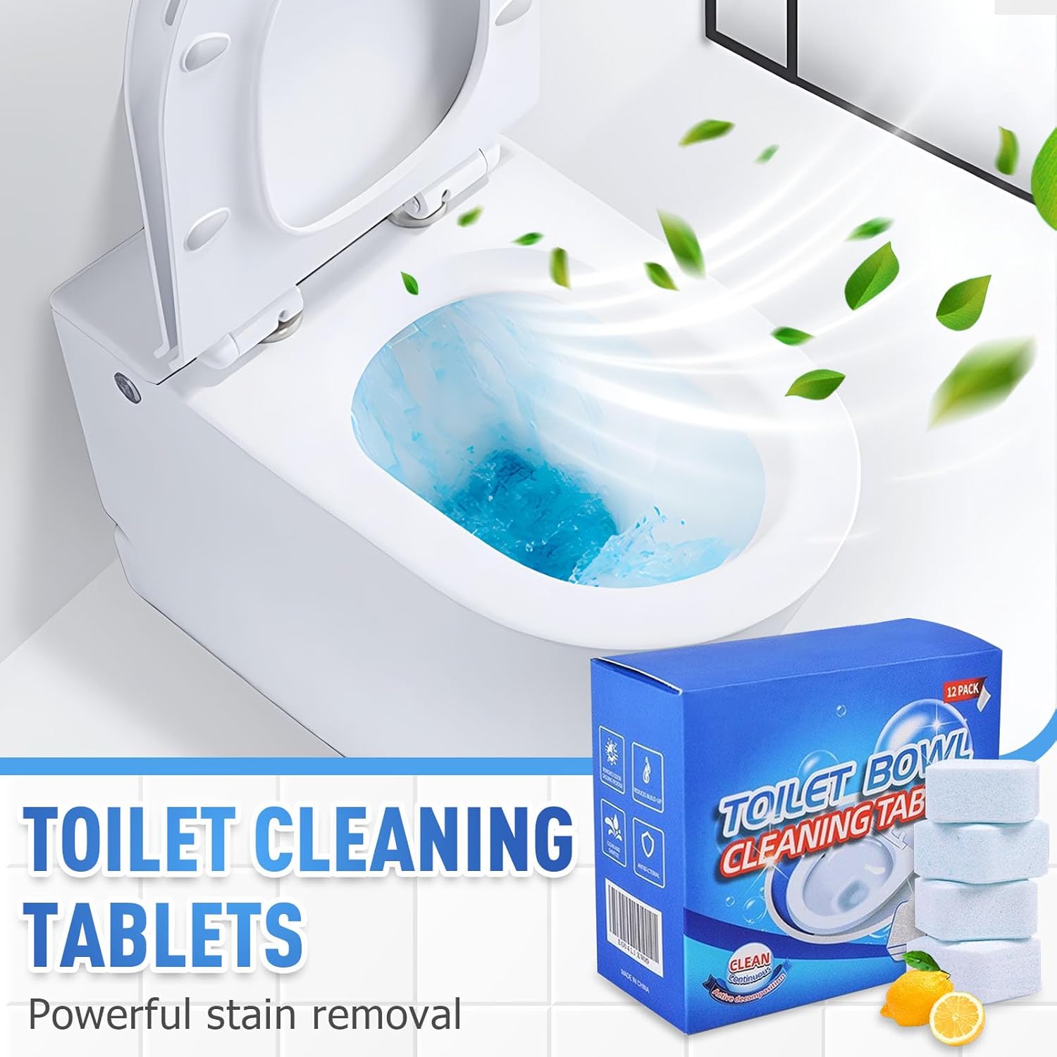 Foxiod 12Pcs Extra Strong Toilet Cleaner Tablets