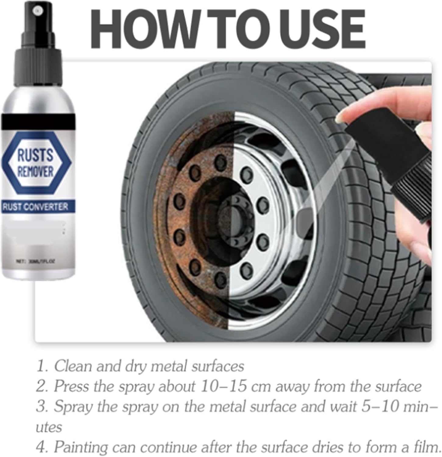 Zimfim Rust Remover Spray - Powerful Rust Oxidation Solver for Metal