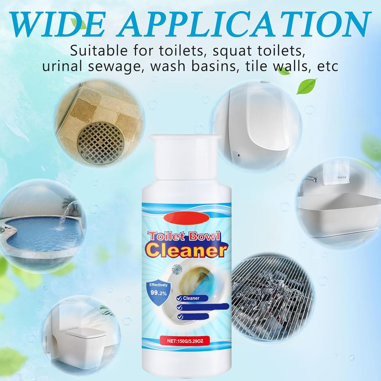 Omaky 2 Pcs Toilet Cleaner Foaming Bowl Squatting Pan Formula