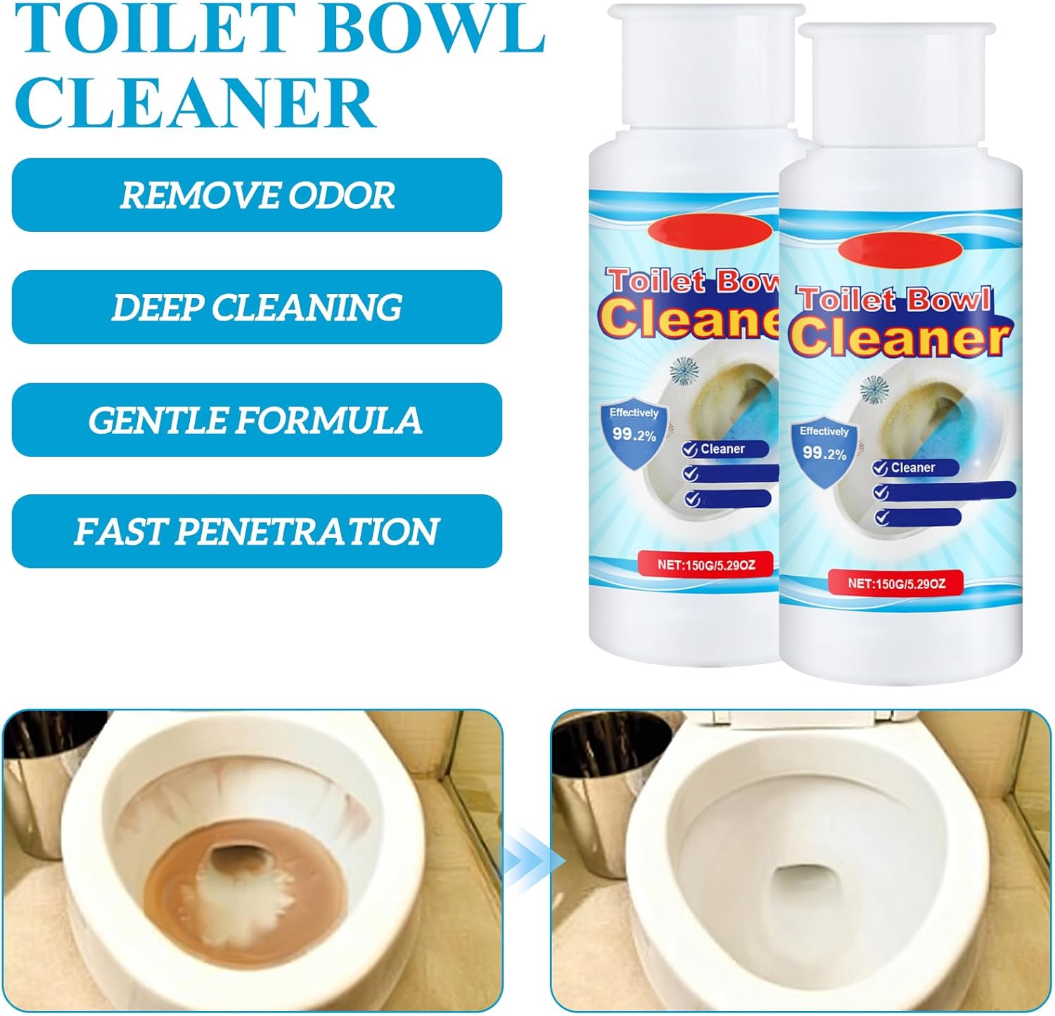 Omaky 2 Pcs Toilet Cleaner Foaming Bowl Squatting Pan Formula