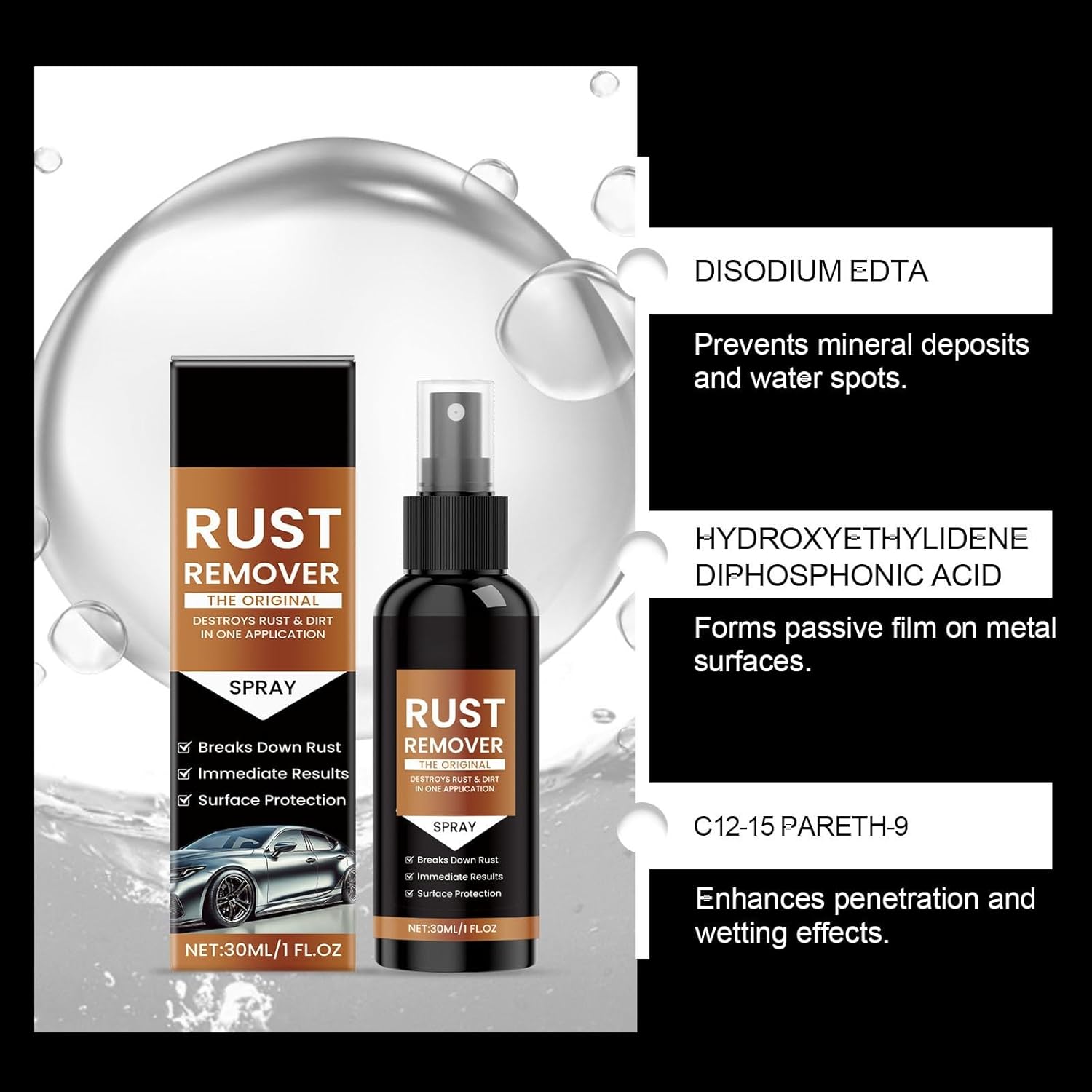 Heavy Duty Rust Remover Spray - 2 Pack for Cars and Metal