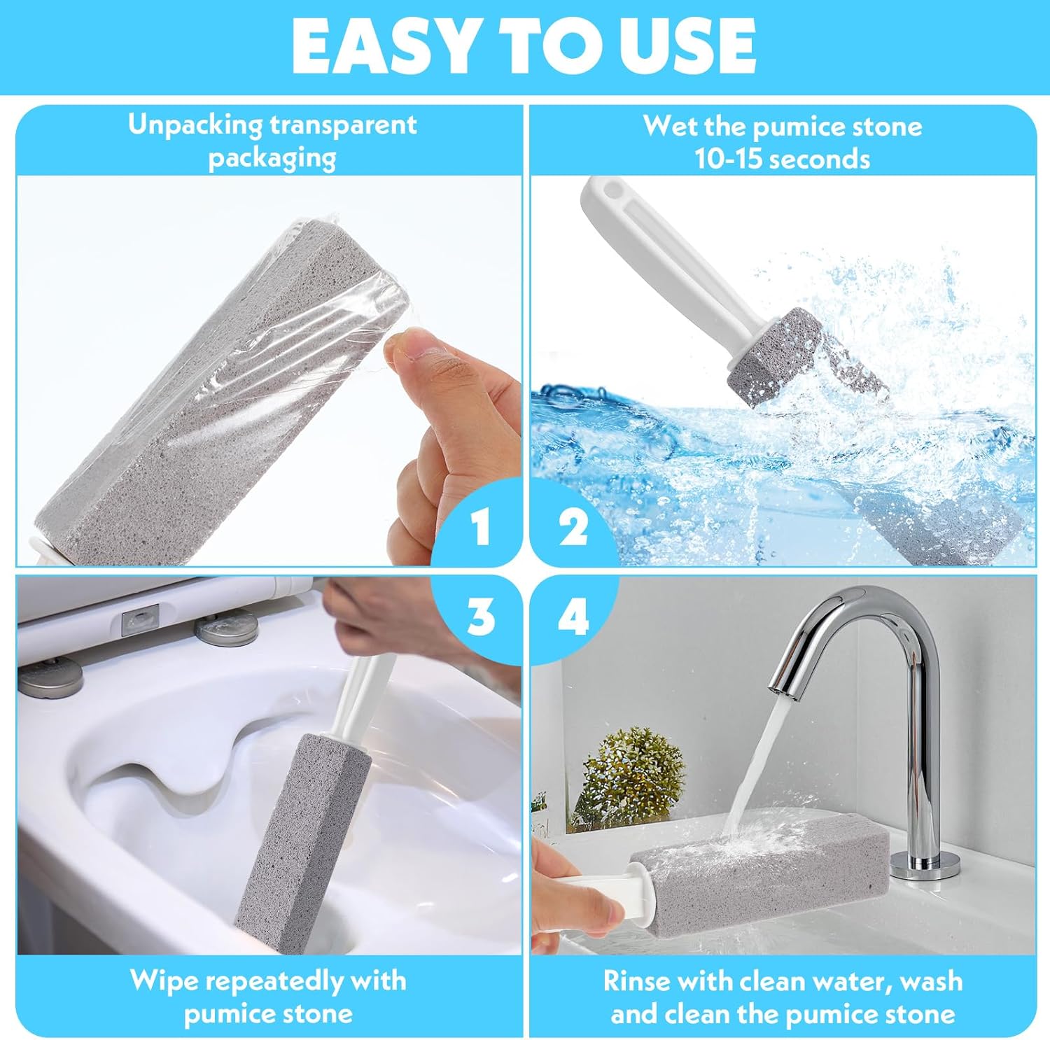 12 Pack Pumice Stones with Handle for Toilet and More