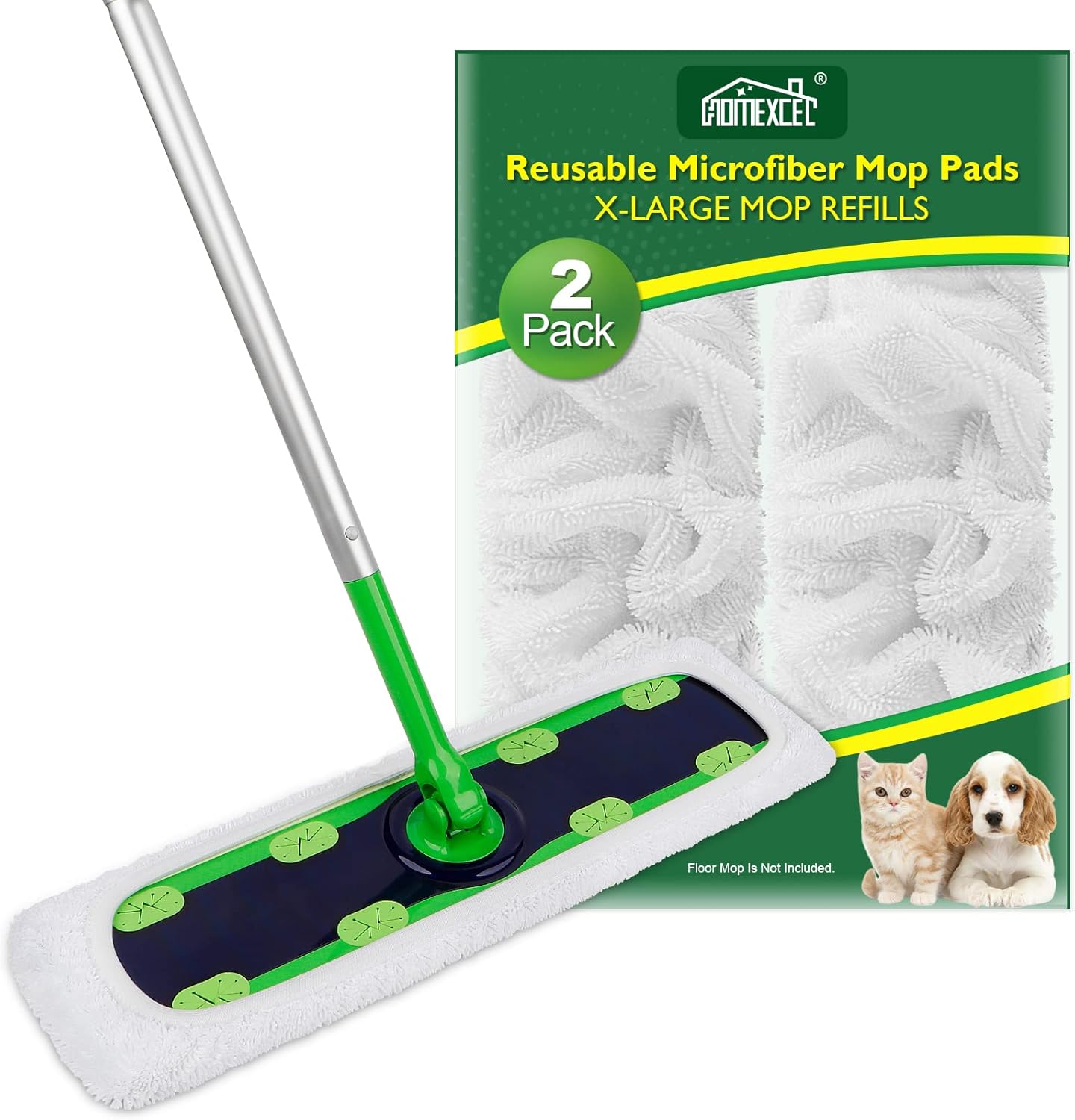 HOMEXCEL Reusable Microfiber Mop Pads - X-Large for Swiffer XL