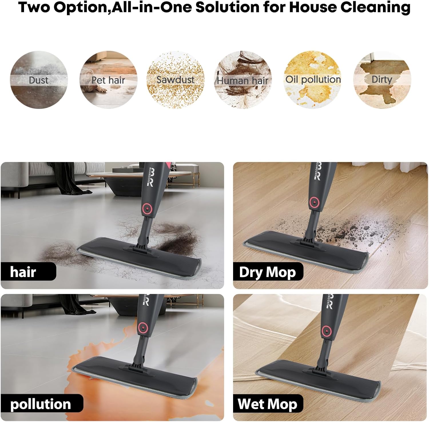 6pcs Microfiber Spray Mop Replacement Heads for Hard Floors