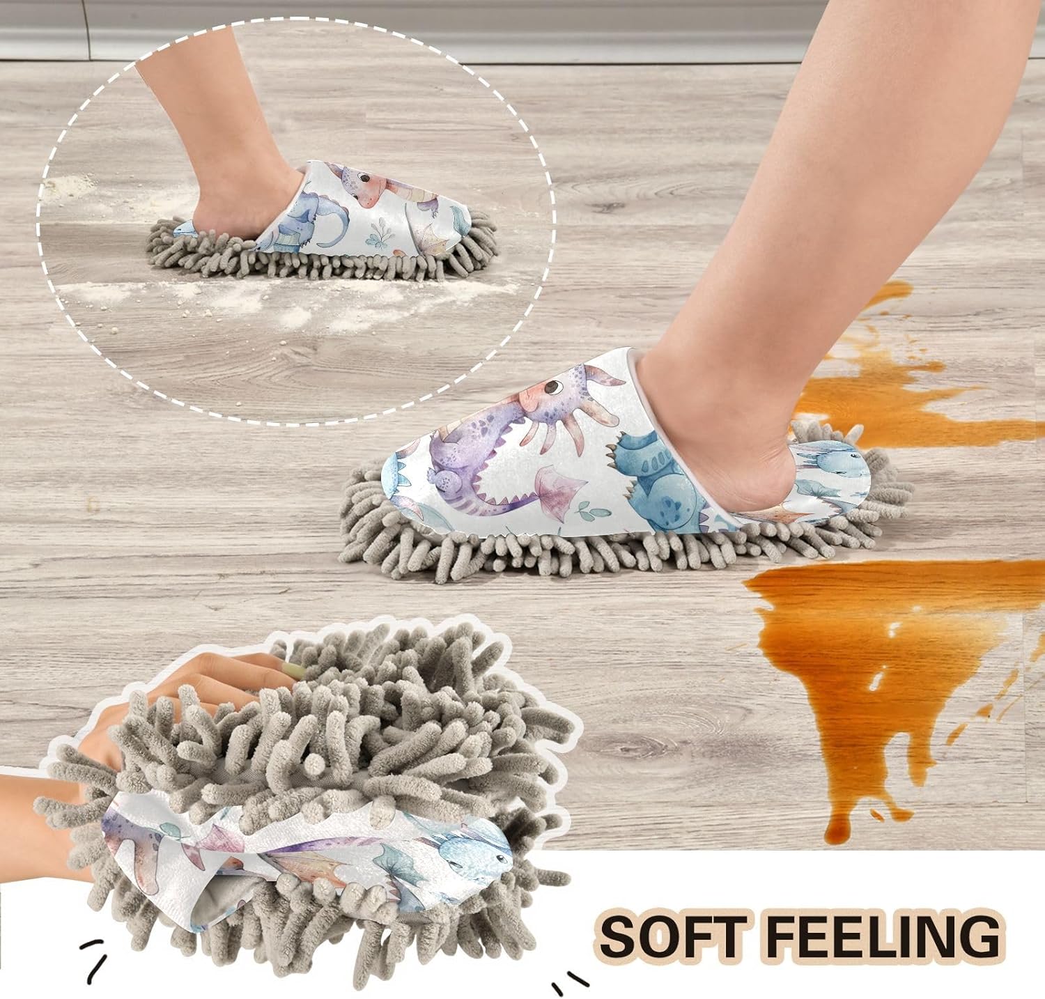 Zhirexin Cute Cartoon Water Dragon Cleaning Slippers