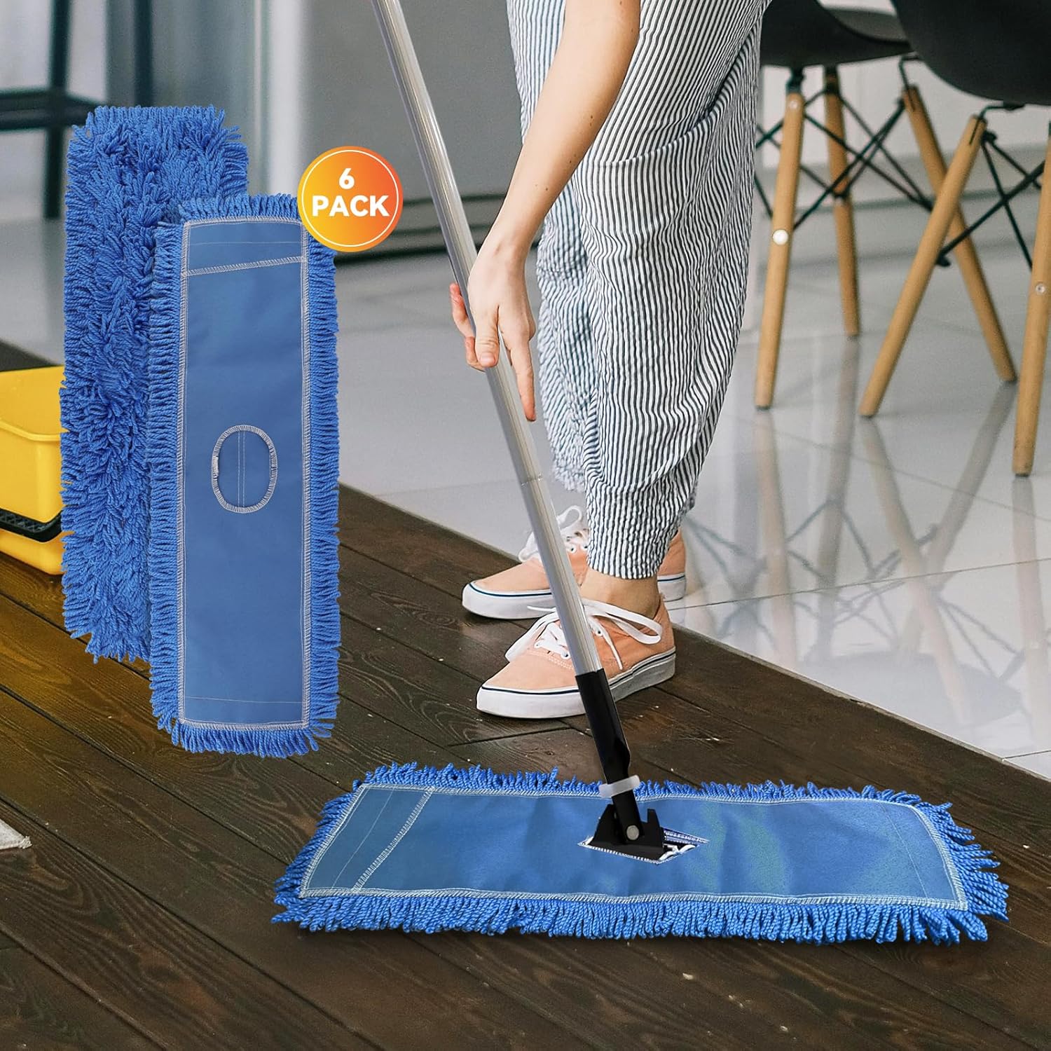 BeiLan 36 Inch Dust Mop Head Replacement - 6 Pack Blue