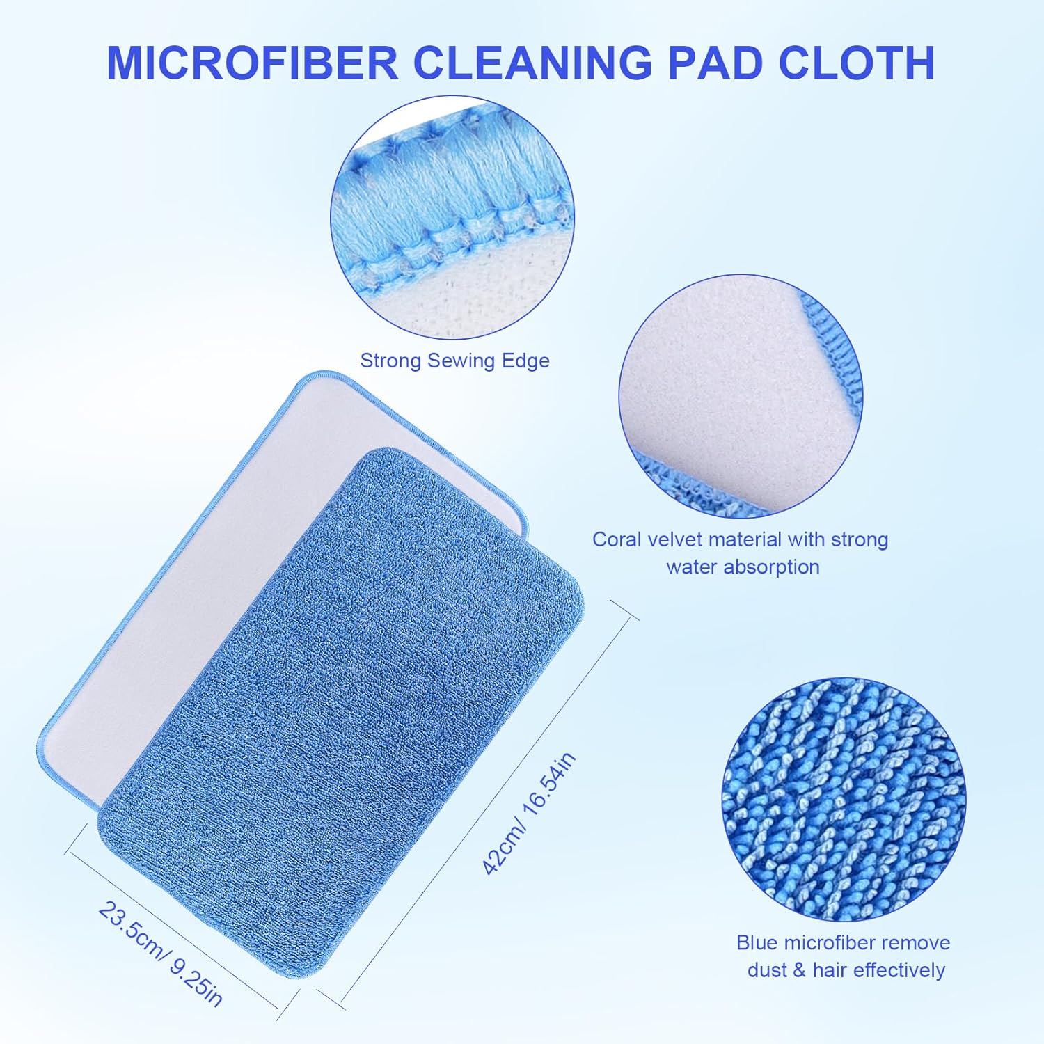 16 Inch Microfiber Mop Pads Replacement for SIGA - 8 Pack