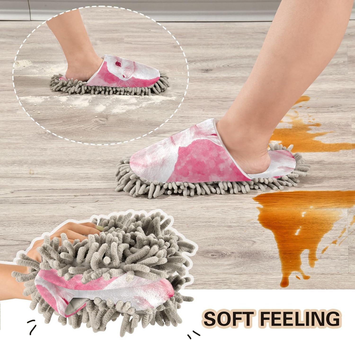 FLildon Microfiber Mopping Slippers with 3D Print Design