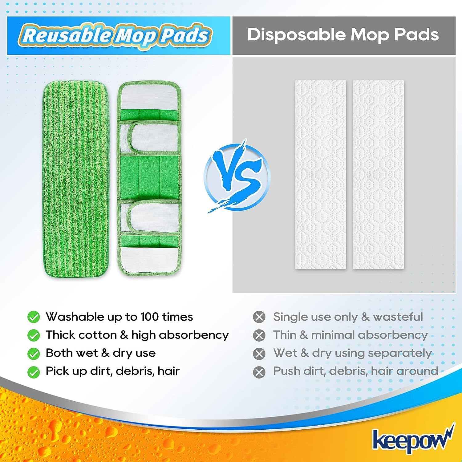 KEEPOW Extra Large Swiffer XL Dry Pads Refills 8 Pack