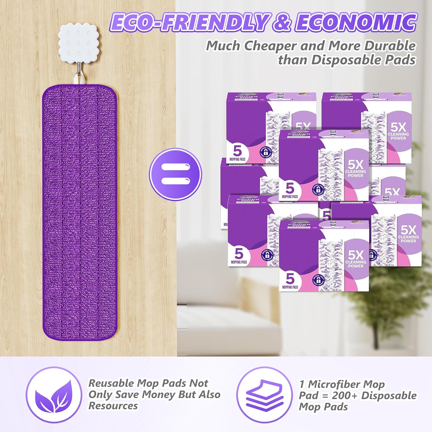 4X Reusable Mop Pads for Swiffer Power Mop