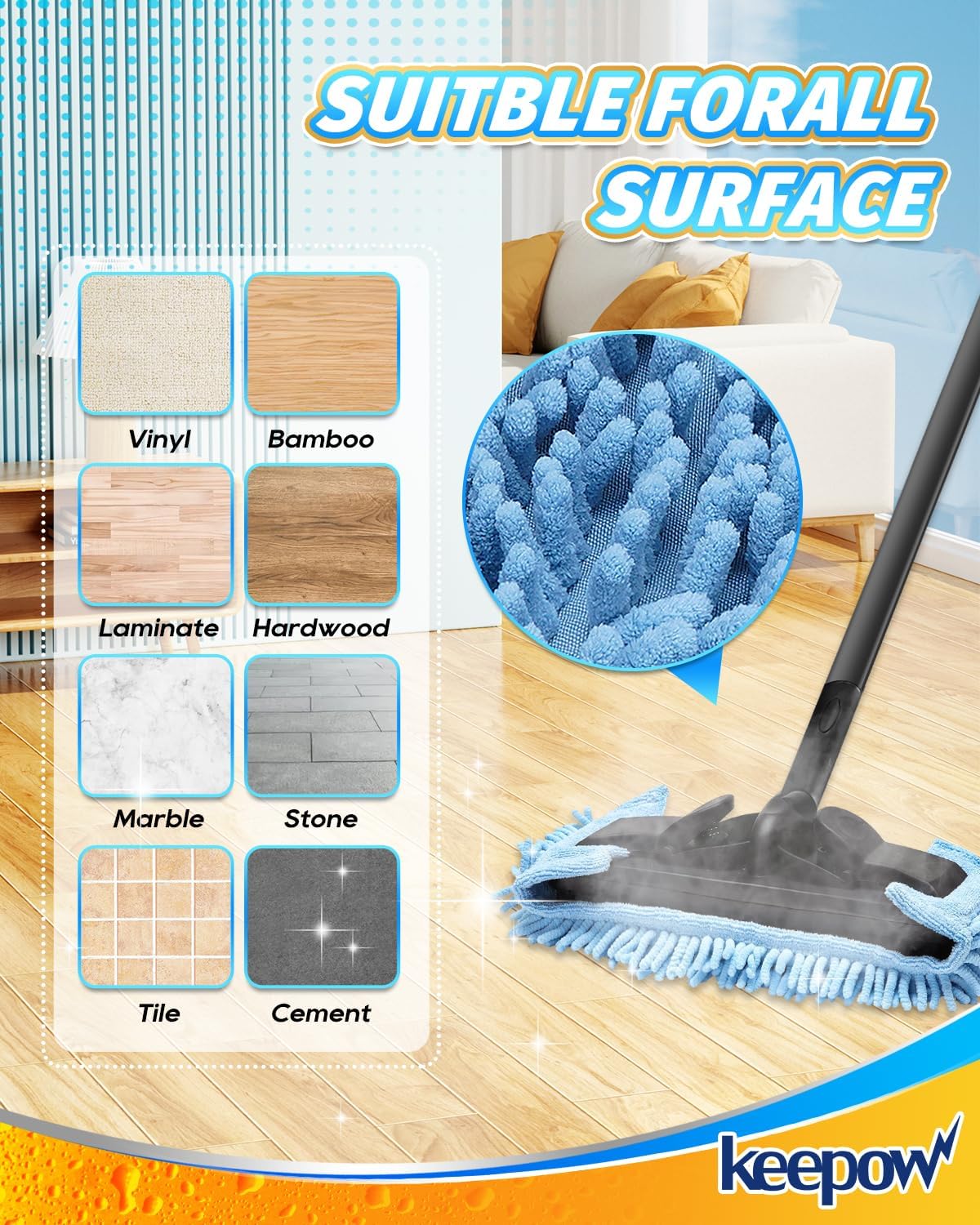 KEEPOW 4 Pack Microfiber Steam Mop Pads for Wagner 905e915e925e