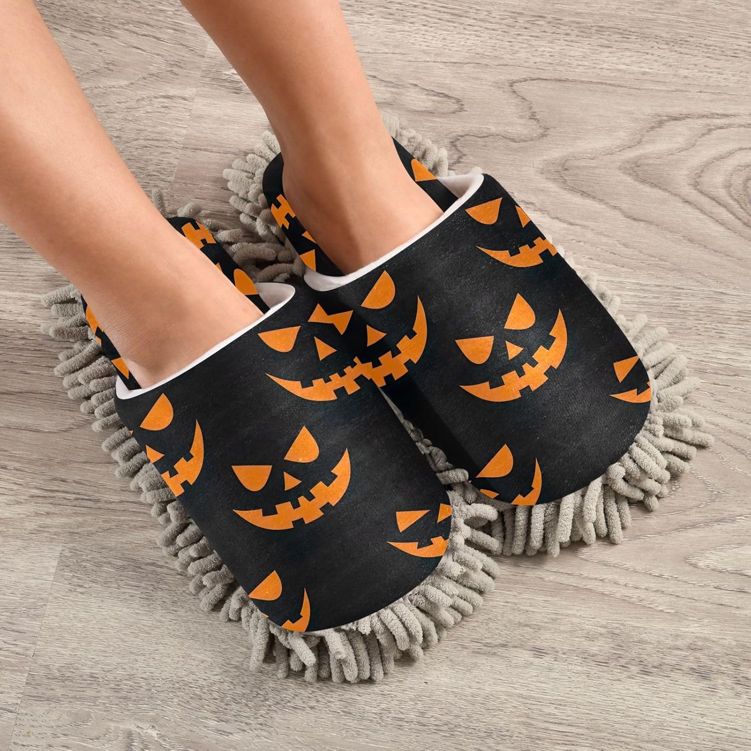 Zhirexin Halloween Pumpkin Smiley Cleaning Slippers