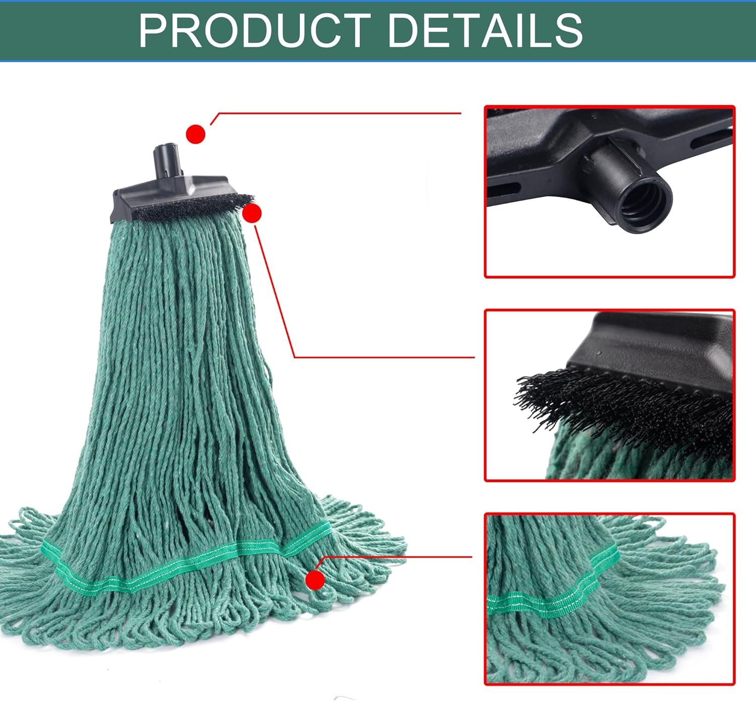 Matthew Heavy Duty Mop Head Replacement 2-Pack Green with Brush