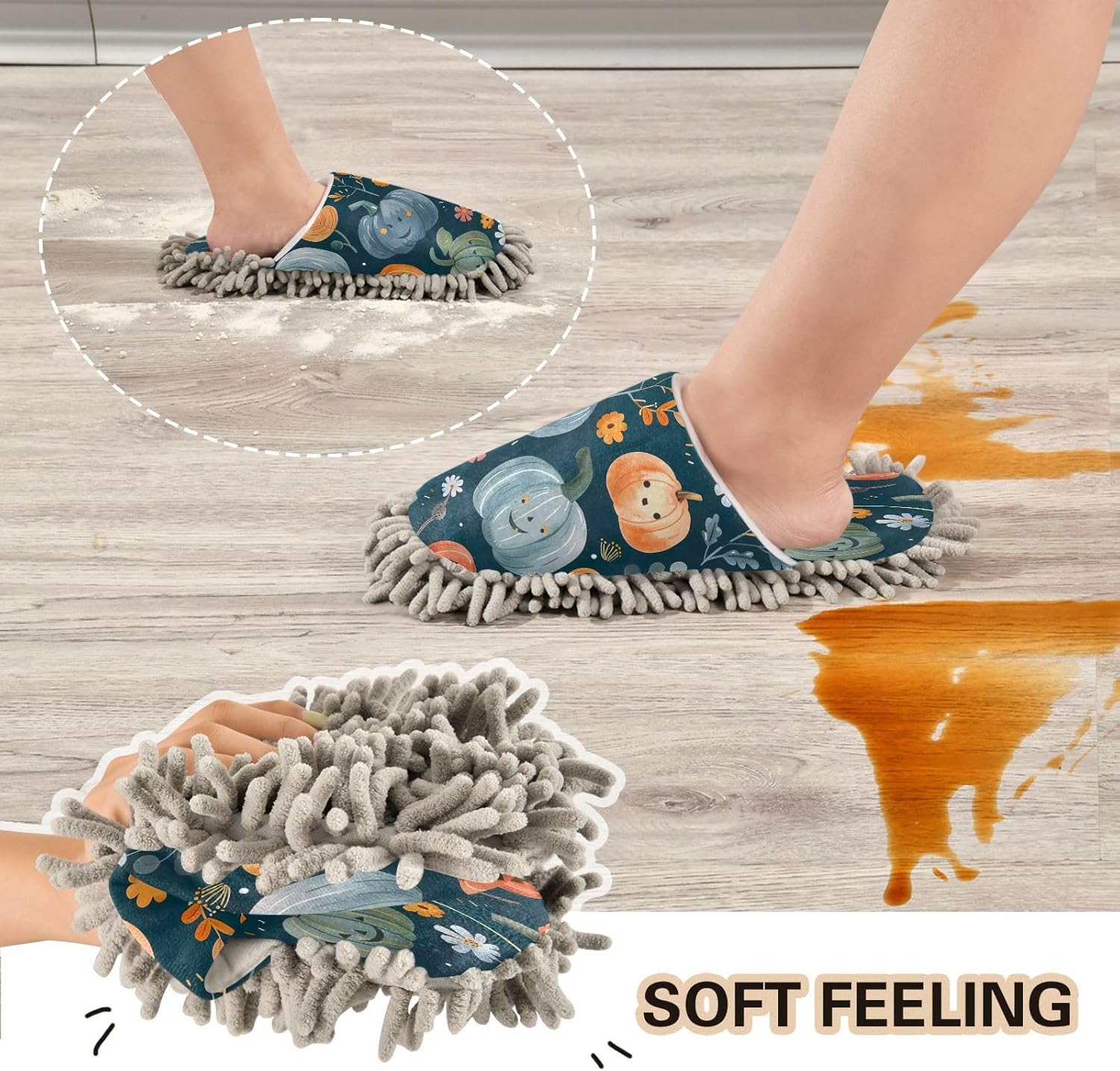 Zhirexin Halloween Cleaning Mop Slippers 1