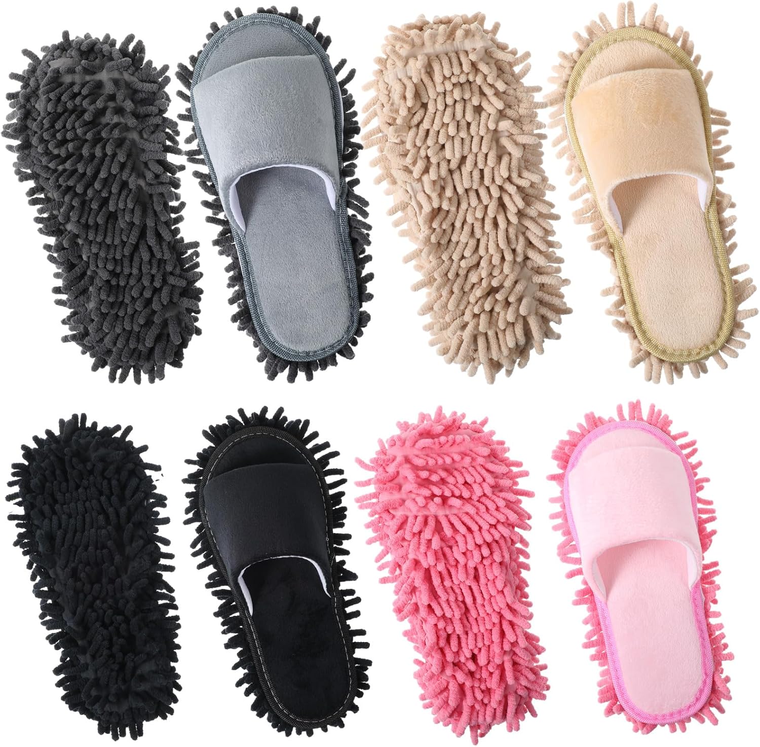 4 Pair Washable Mop Slippers for Floor Cleaning